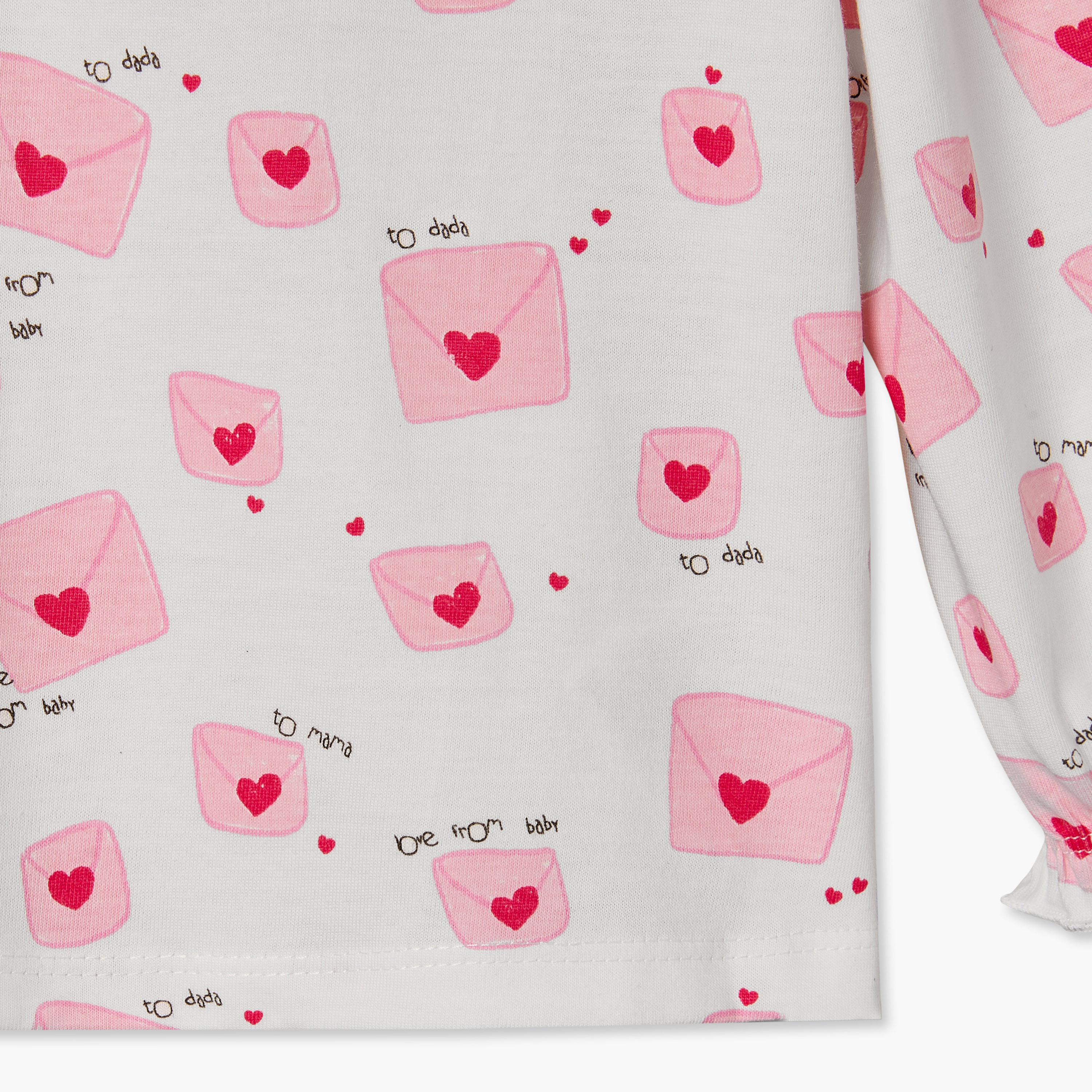 Juniors Crew Neck Long Sleeves T-shirt with Heart Print-baby-girls-clothing-tshirts-image-5