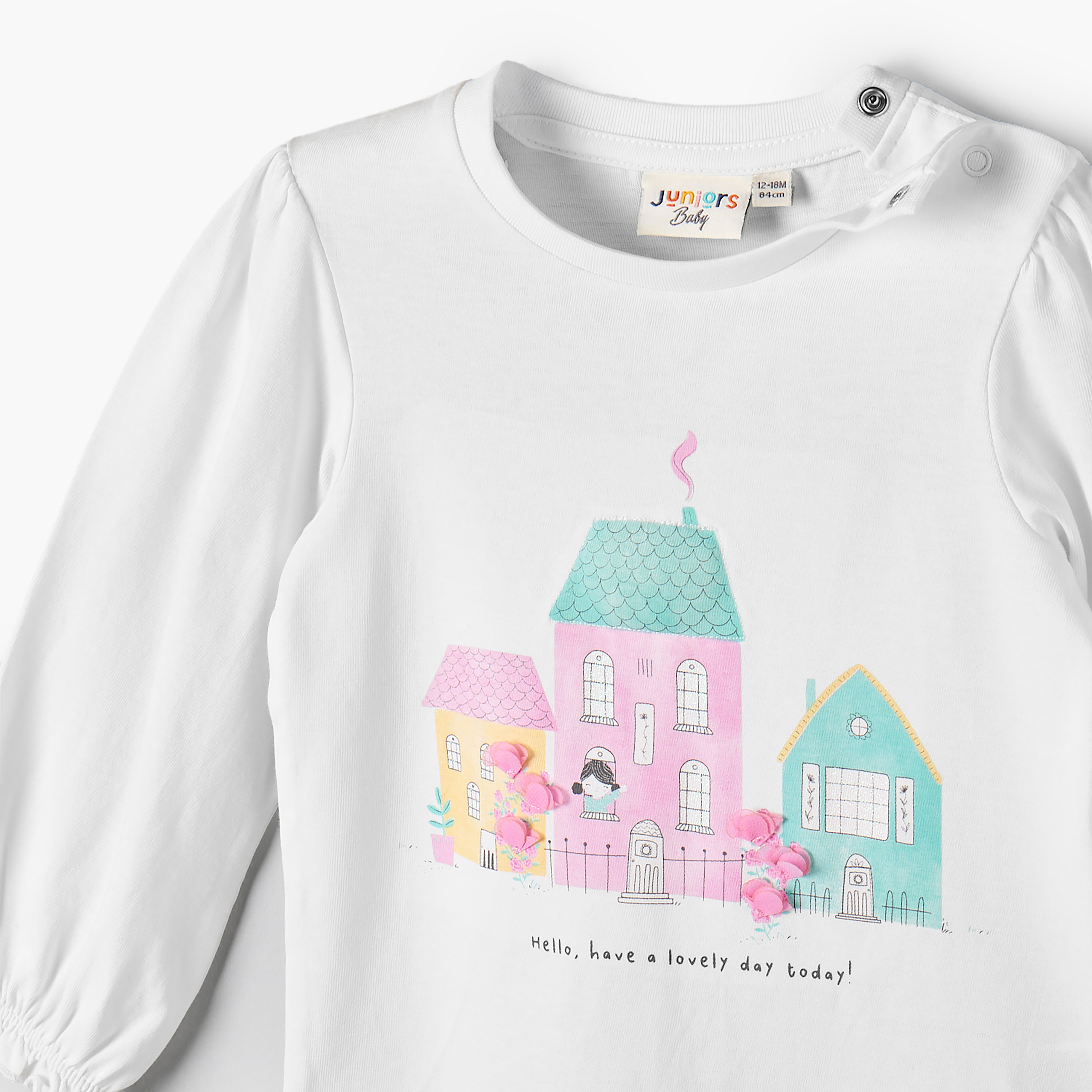 Juniors Crew Neck Long Sleeves T-shirt with Print-baby-girls-clothing-tshirts-image-4