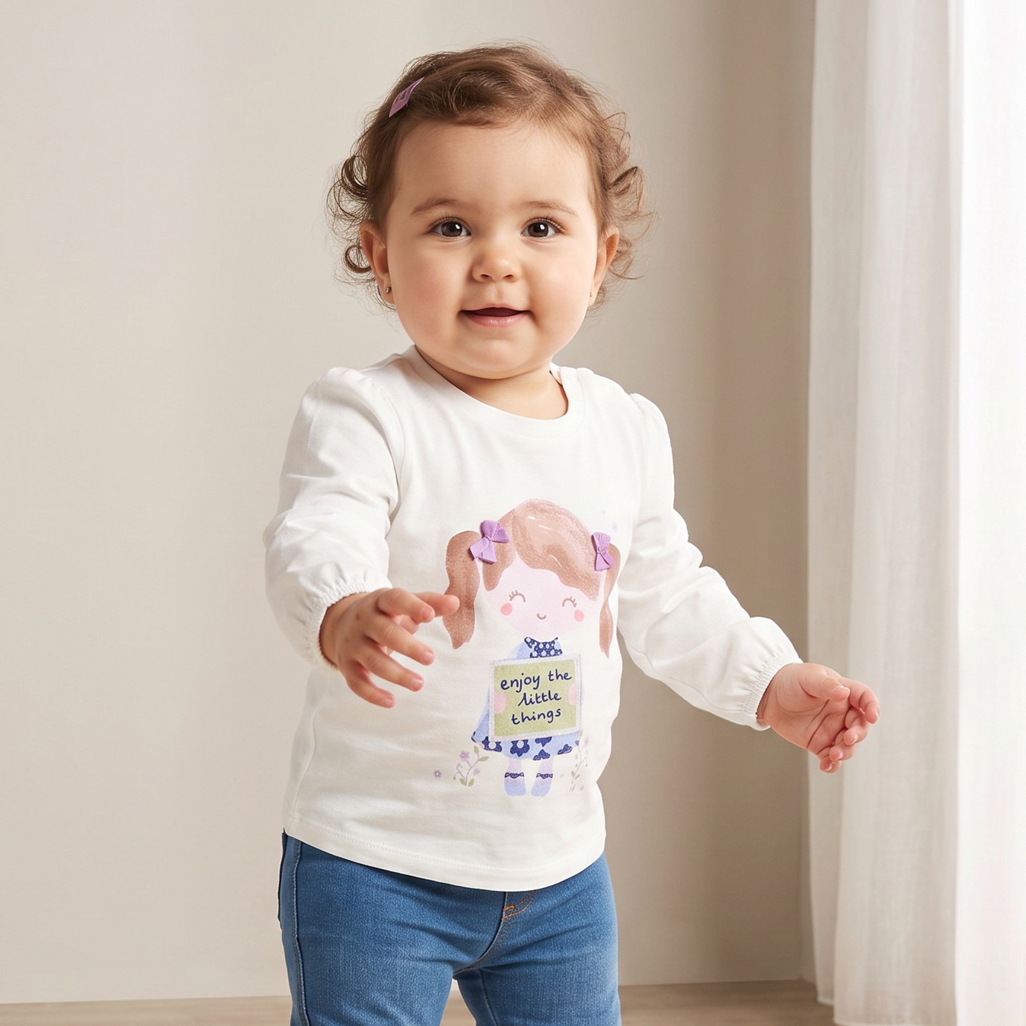 Pack of 3 Juniors Crew Neck Long Sleeves Top with Assorted Design-baby-girls-clothing-tshirts-image-2