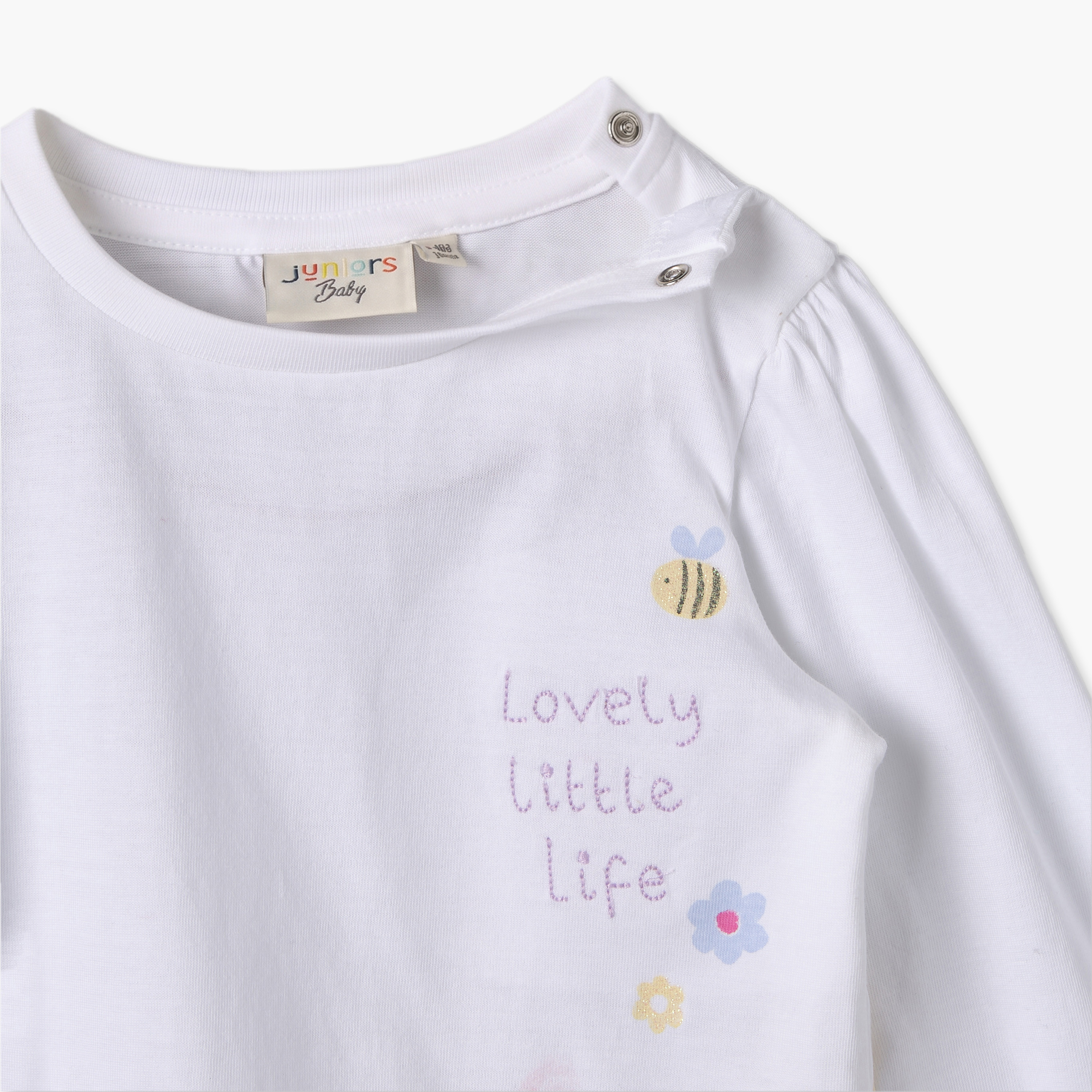 Pack of 3 Juniors Crew Neck Long Sleeves T-shirt with Bunny Print-baby-girls-clothing-tshirts-image-5