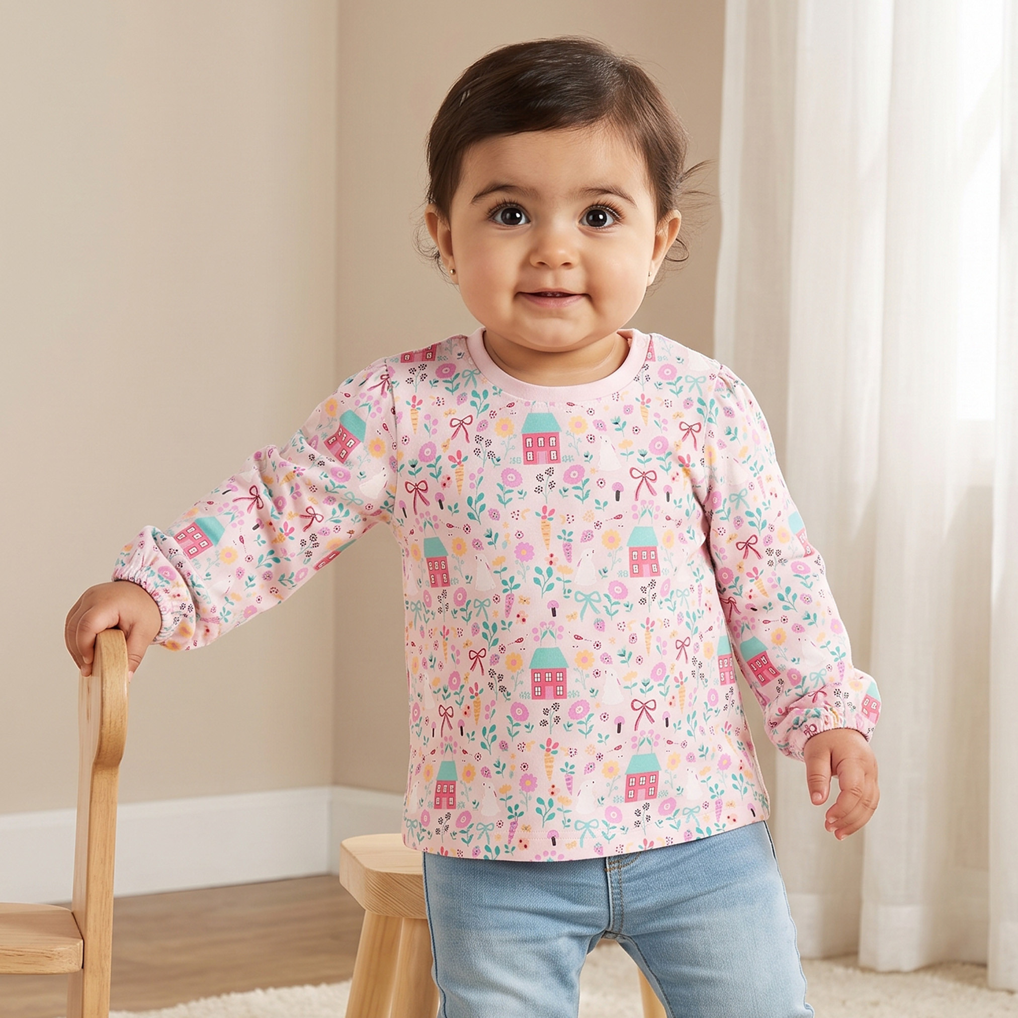 طقم تيشيرتات برقبة ضيقة وأكمام قصيرة وطبعات متنوعة من جونيورز - عبوة من 3 قطع-baby-girls-clothing-tshirts-image-2