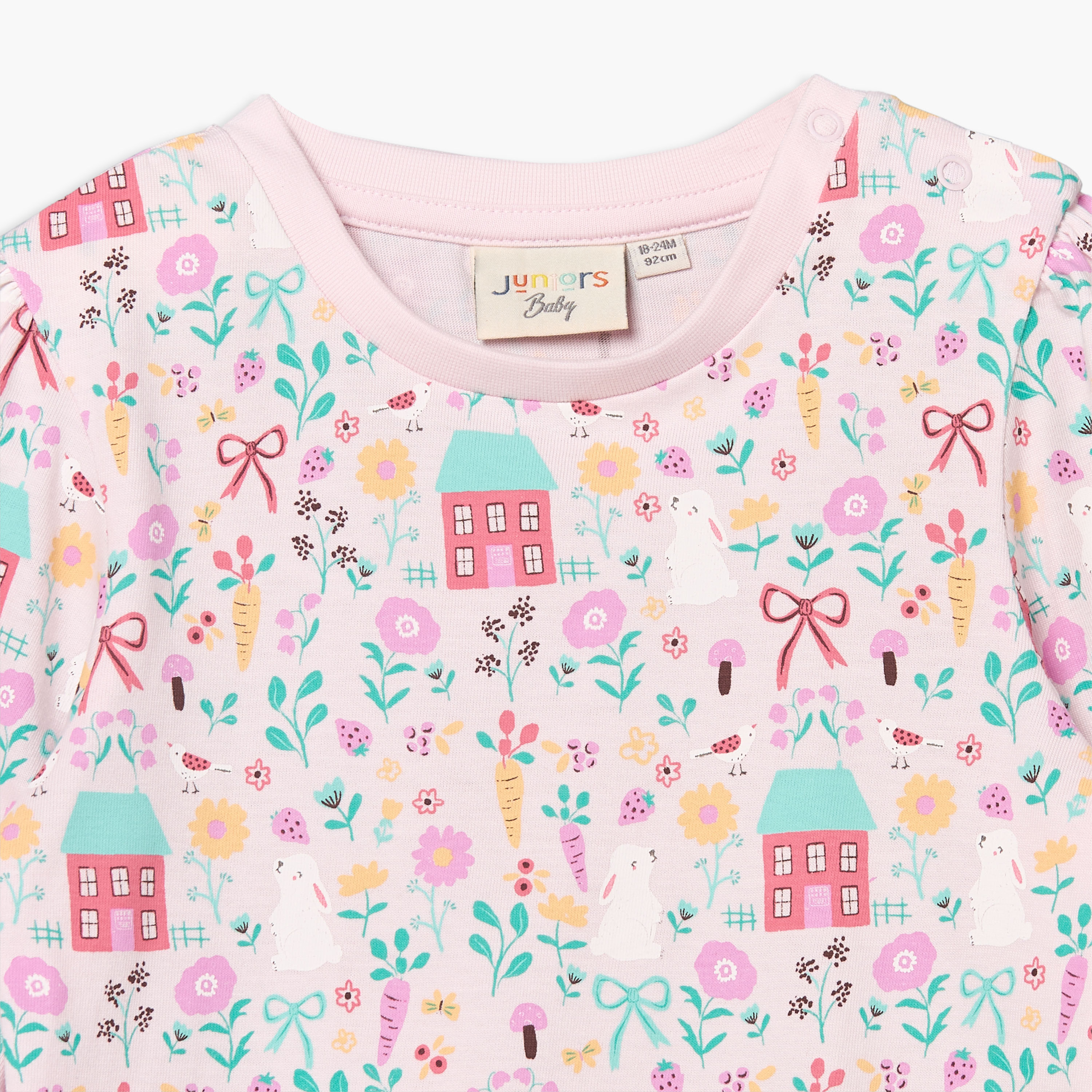 Pack of 3 Juniors Crew Neck Short Sleeves T-shirt with Assorted Prints-baby-girls-clothing-tshirts-image-6
