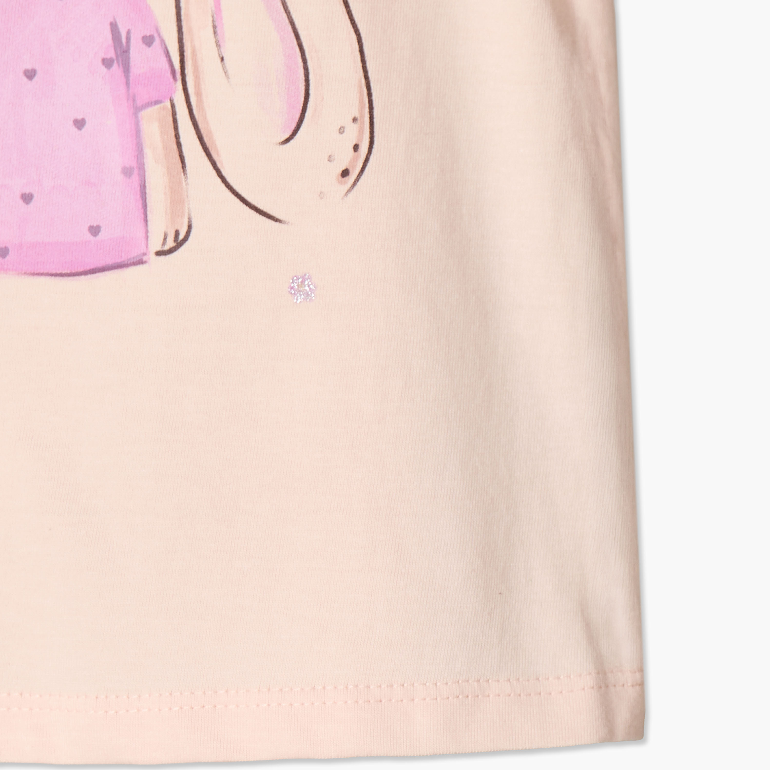 Juniors Round Neck Short Sleeves Top with Bunny Print-baby-girls-clothing-tshirts-image-4