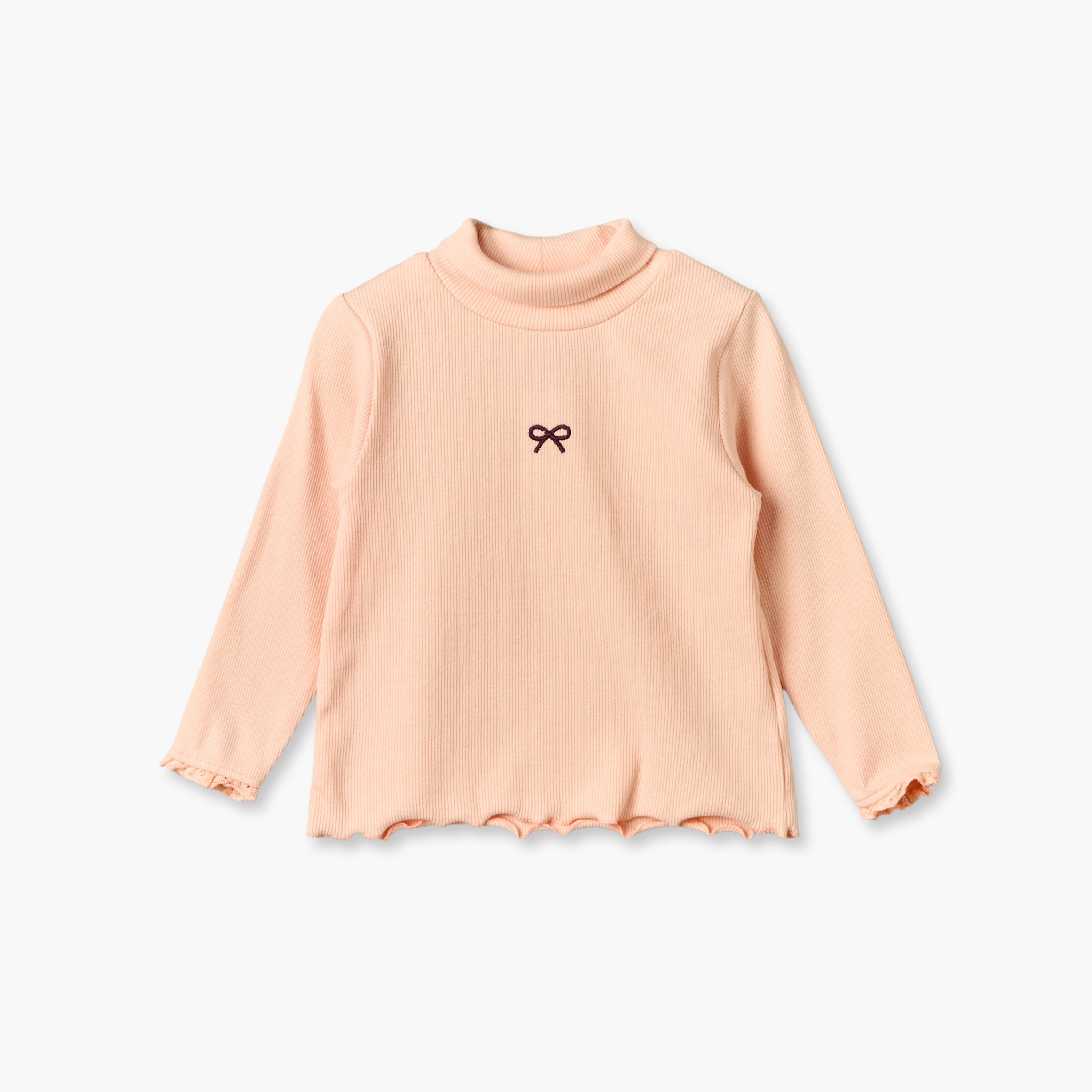 Pack of 2 Juniors Turtleneck Long Sleeves T-shirt with Bow Embroidery-baby-girls-clothing-tshirts-image-3