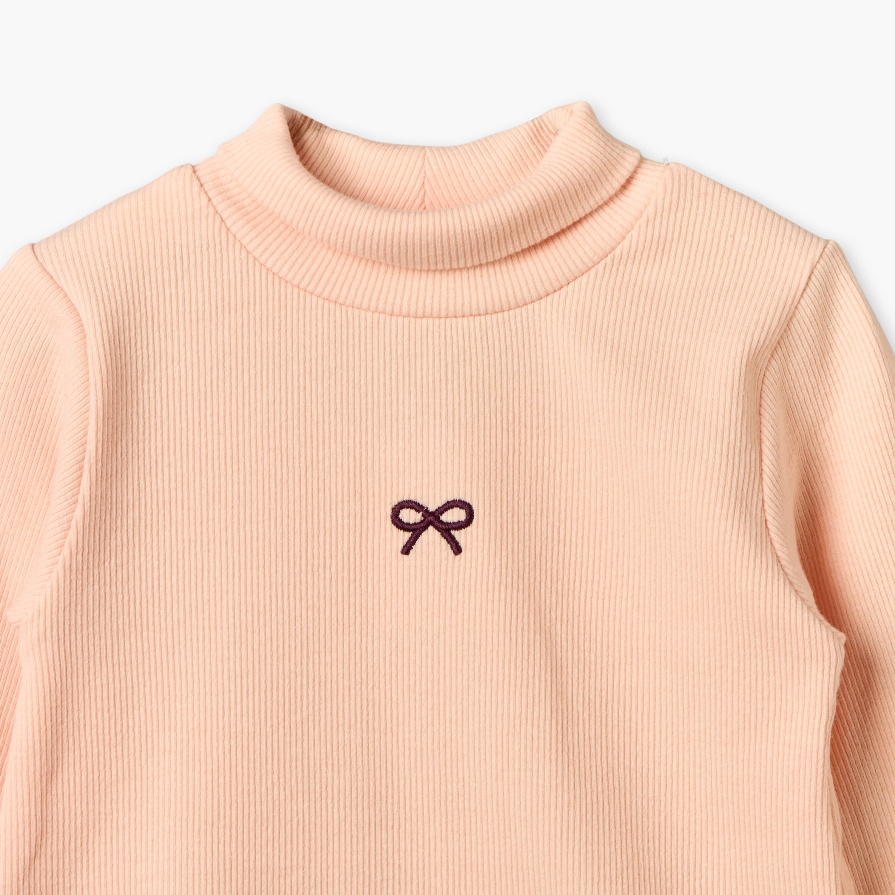 Pack of 2 Juniors Turtleneck Long Sleeves T-shirt with Bow Embroidery-baby-girls-clothing-tshirts-image-5