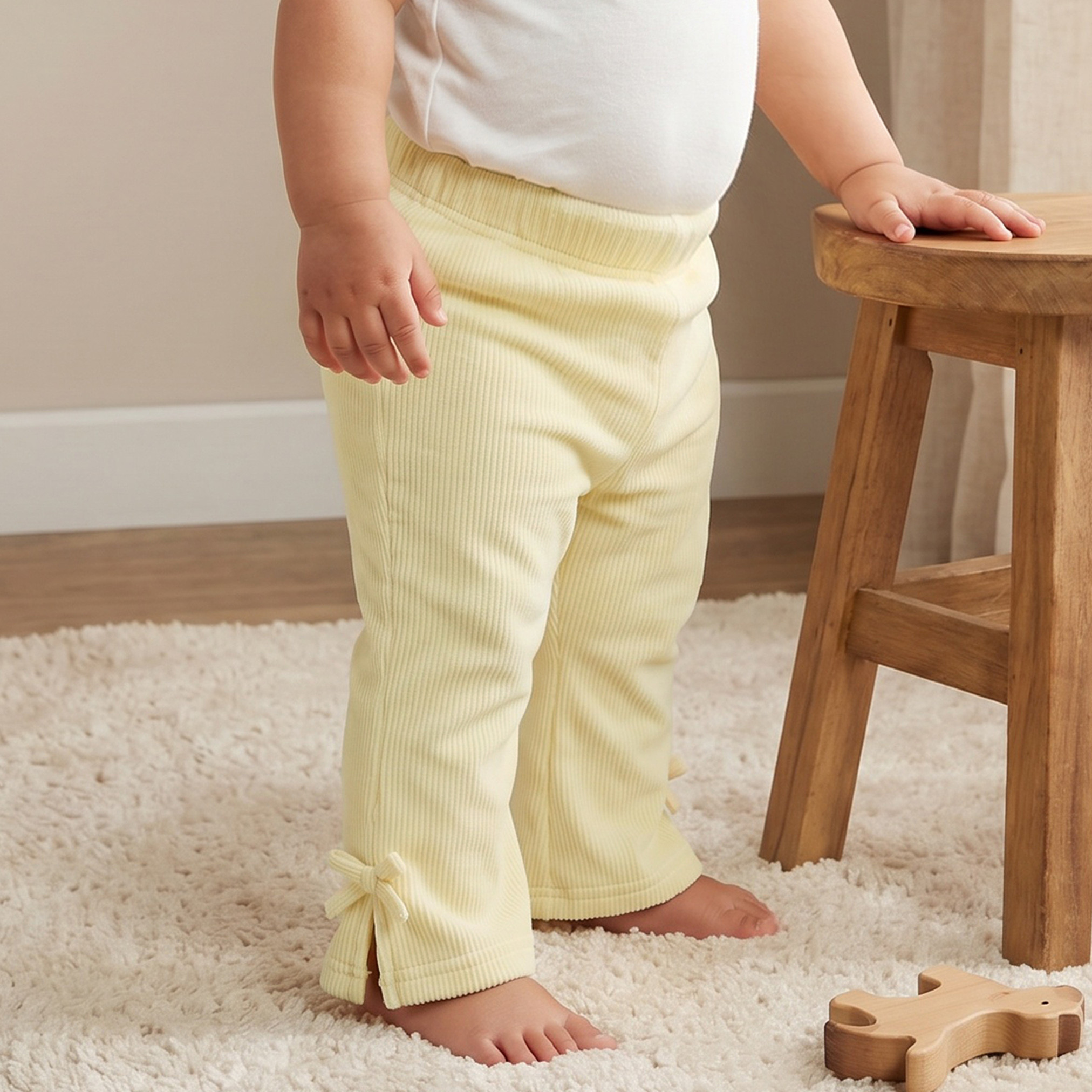 بنطلون بملمس مضلع وخصر مطاطي من جونيورز-baby-girls-clothing-bottoms-trousers-image-1