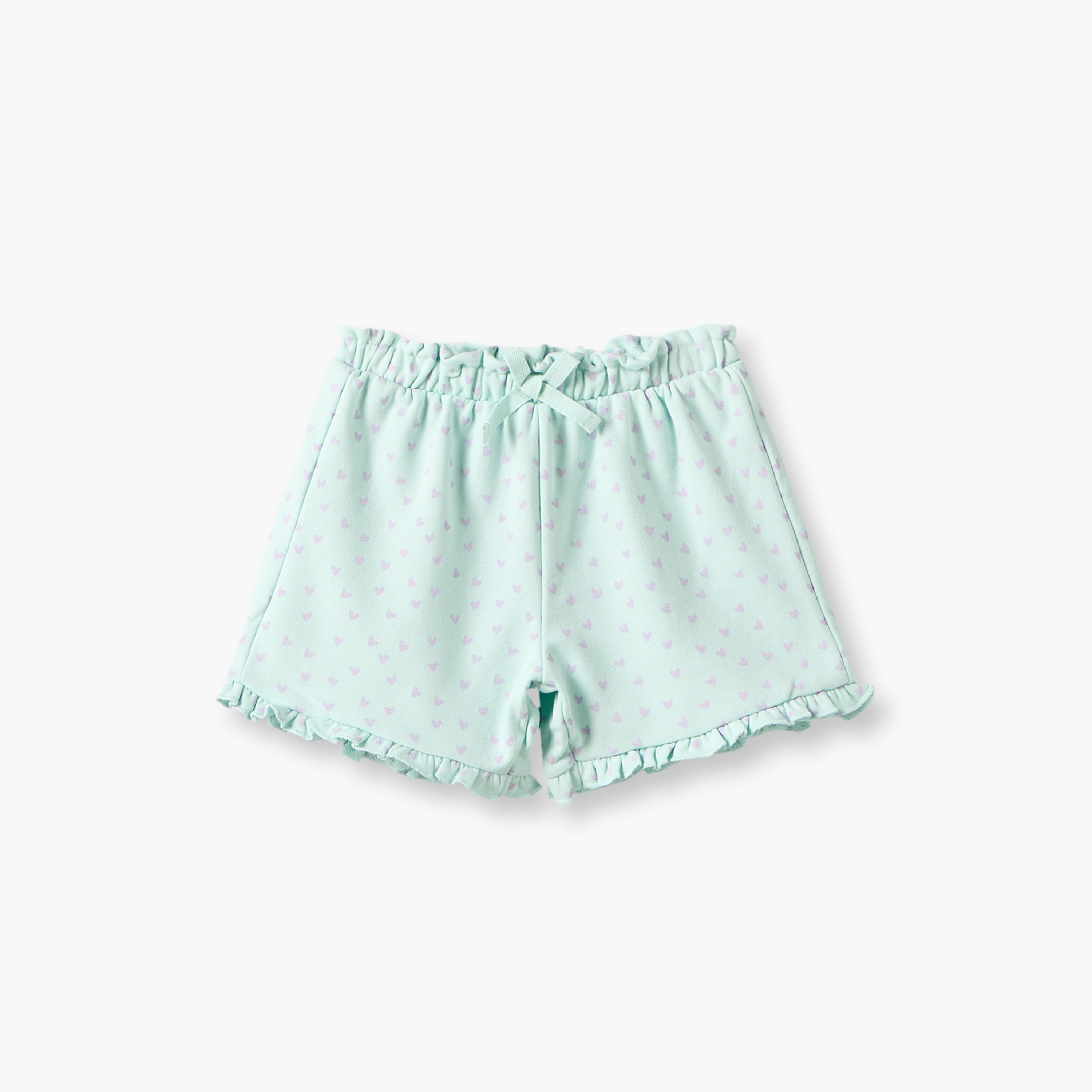 Juniors Above Knee Elasticated Waist Shorts with Heart Print-baby-girls-clothing-bottoms-shorts-image-1