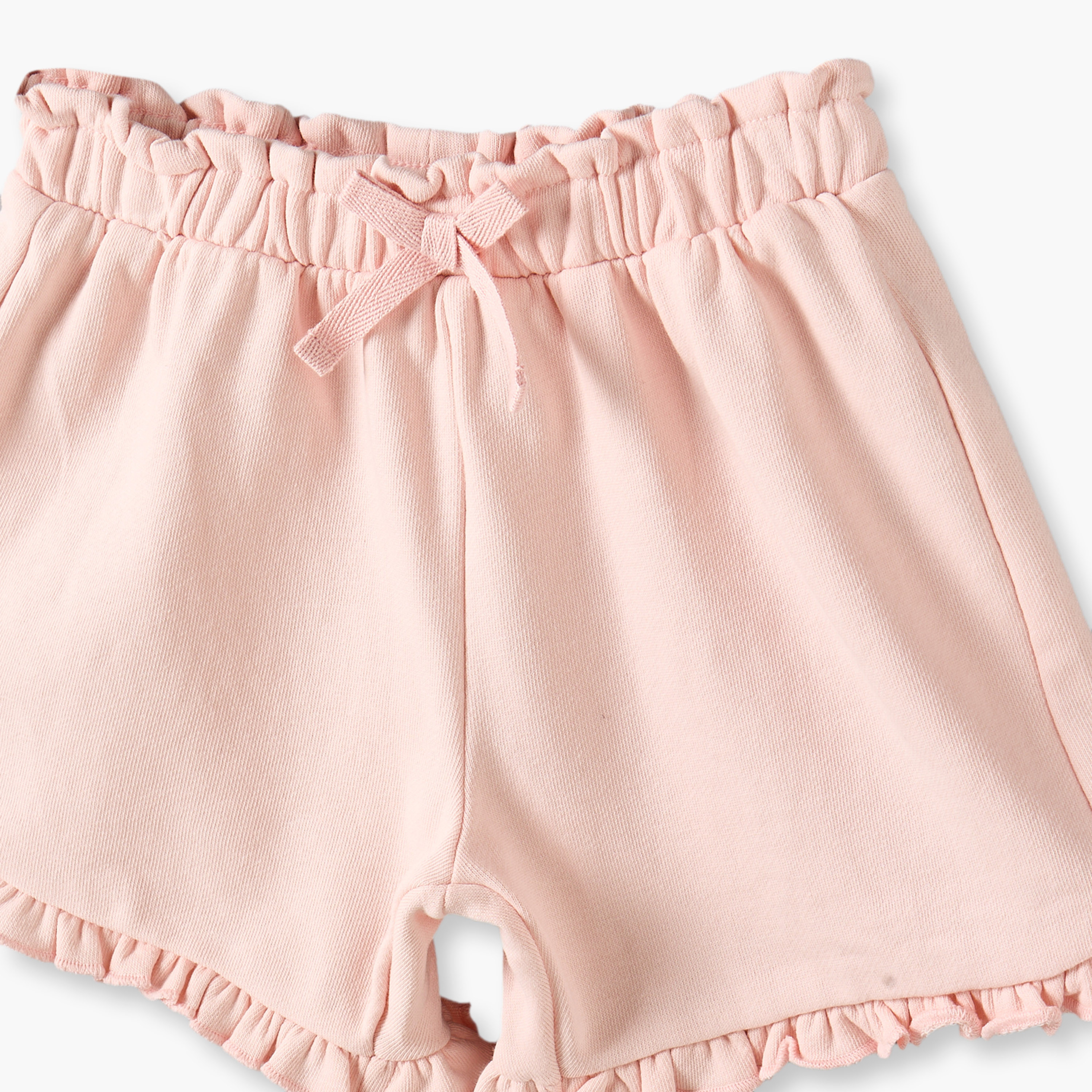 Juniors Above Knee Elasticated Waist Shorts with Ruffle Detail-baby-girls-clothing-bottoms-shorts-image-3
