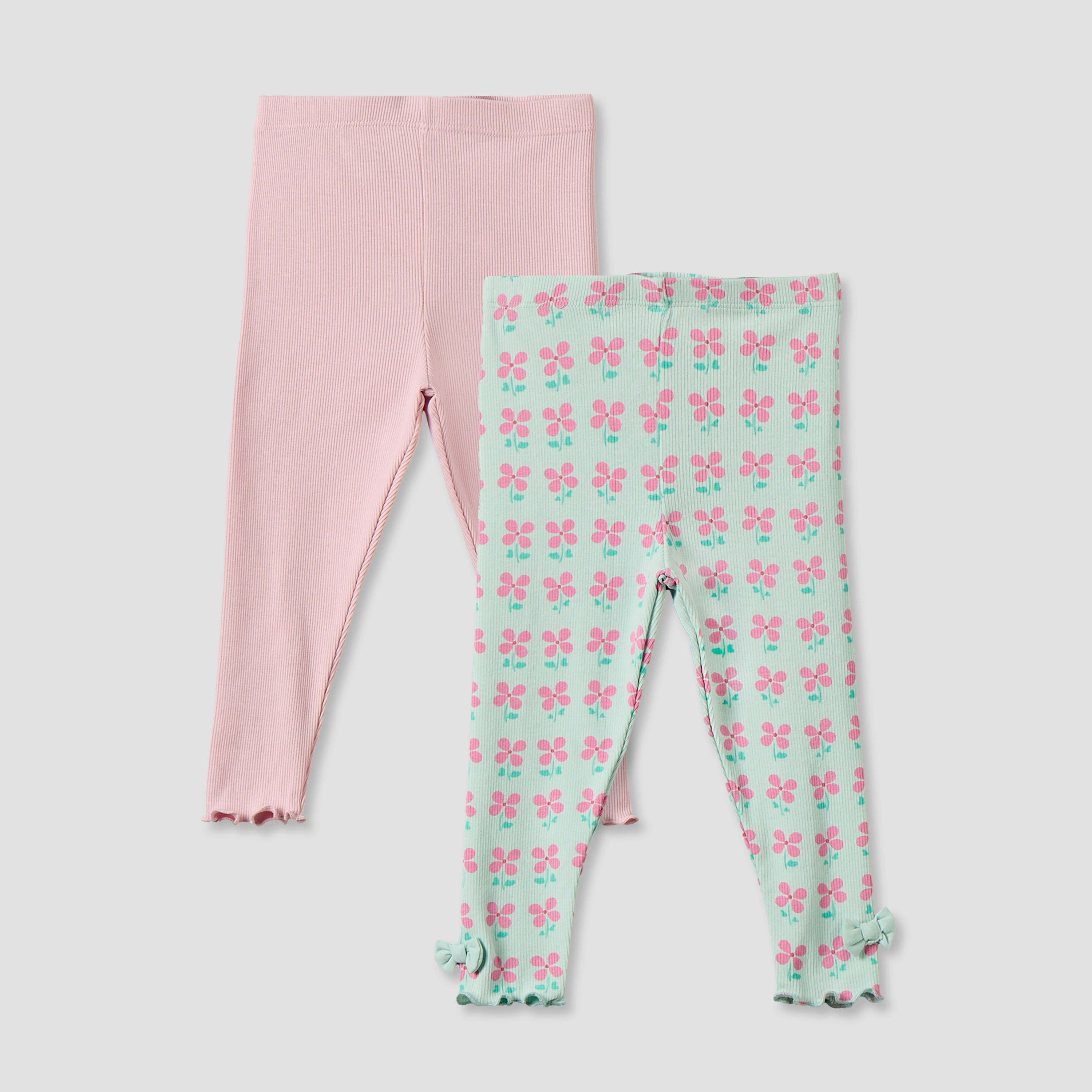 Pack of 2 Juniors Leggings with Lettuce Hem-baby-girls-clothing-bottoms-leggings-image-1