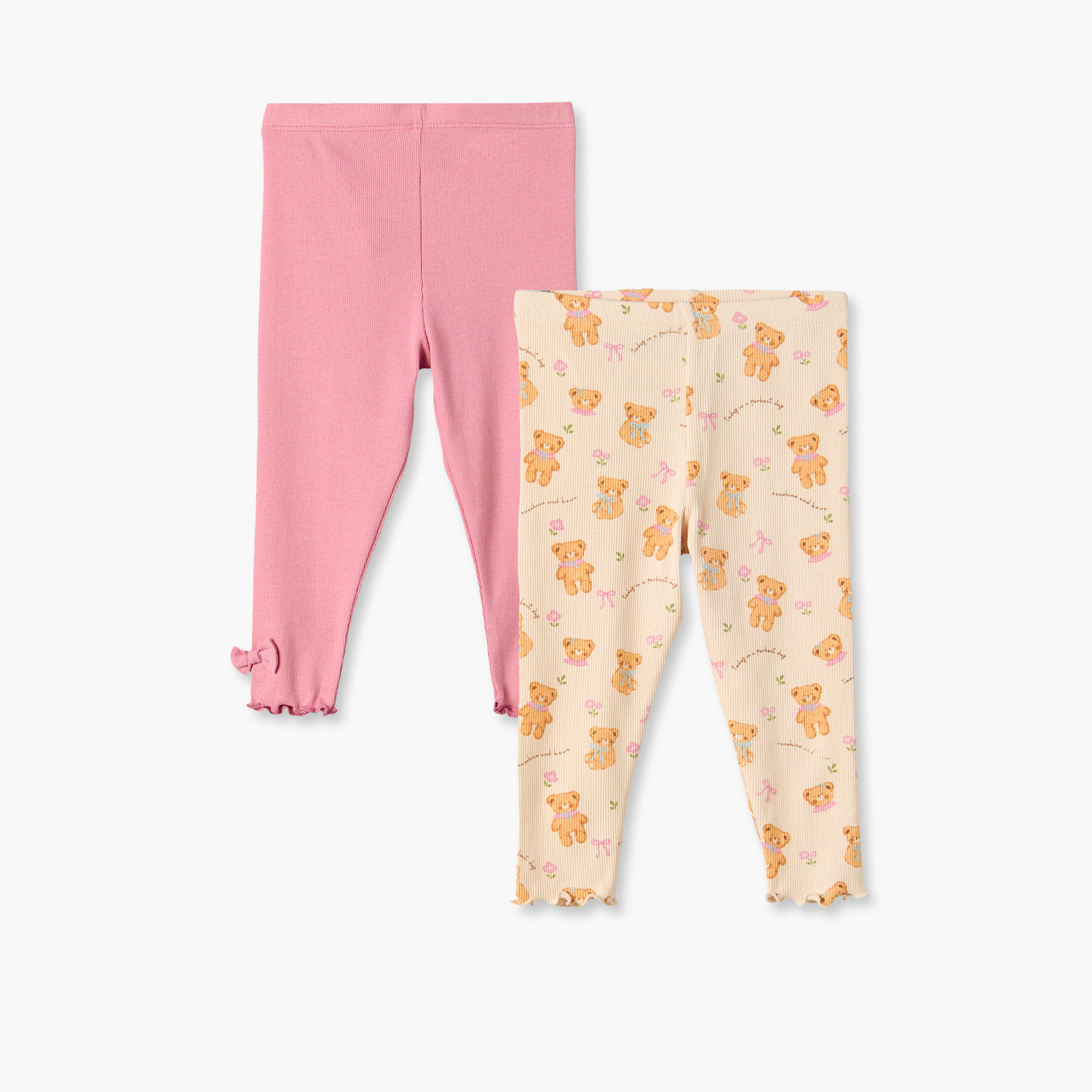 Pack of 2 Juniors Leggings with Lettuce Hem-baby-girls-clothing-bottoms-leggings-image-1