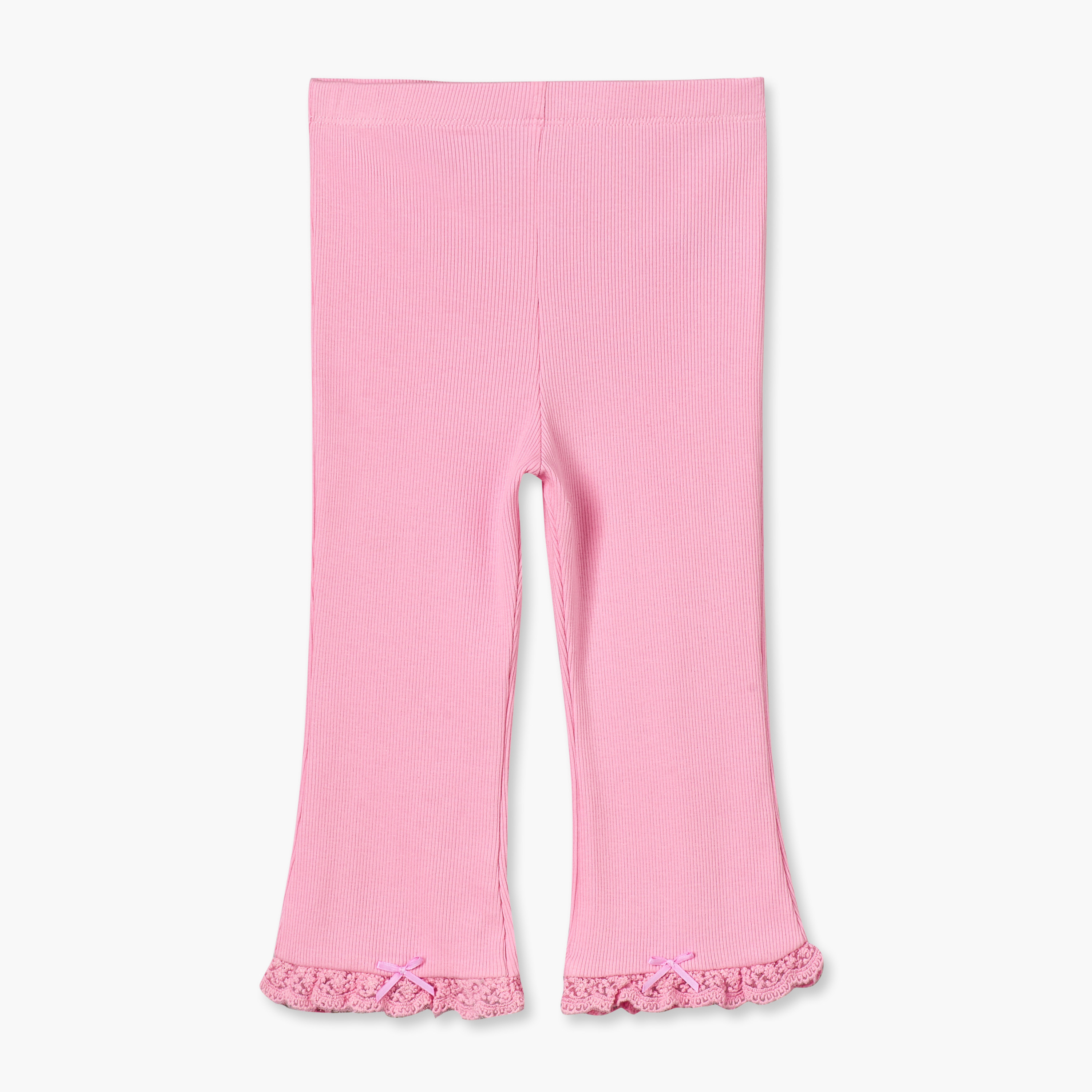 بنطلون ليقنز مضلع بحافة دانتيل من جونيورز-baby-girls-clothing-bottoms-leggings-image-2