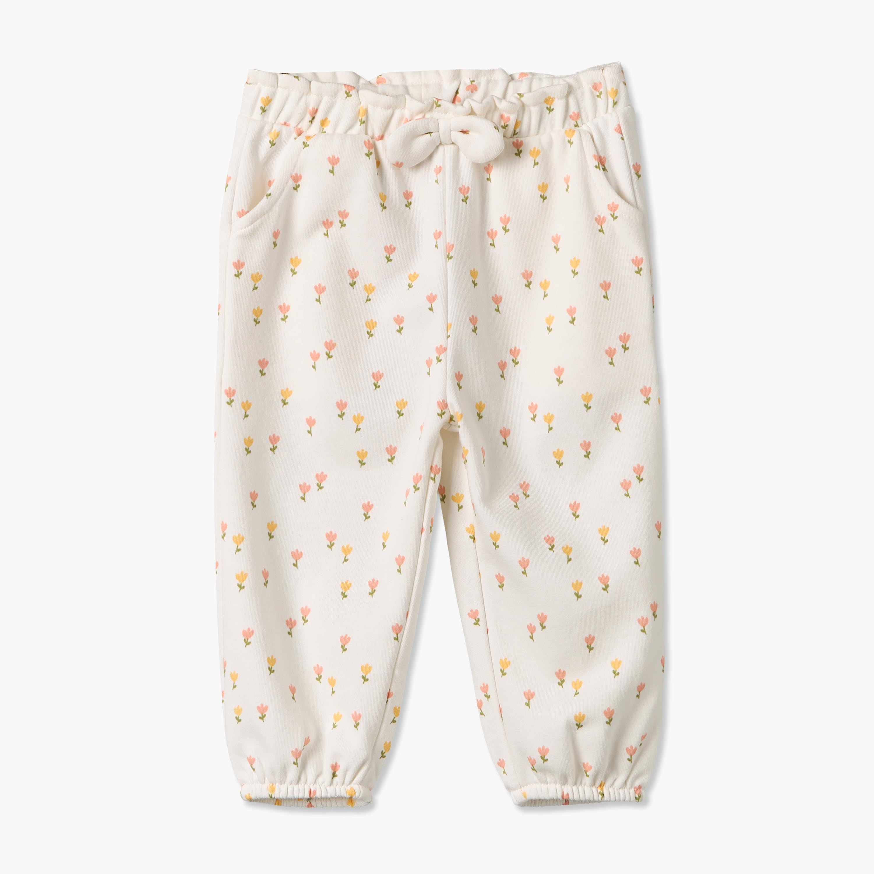 Juniors Elasticated Waist Joggers with Floral Print-baby-girls-clothing-bottoms-joggersandtrackpants-image-1