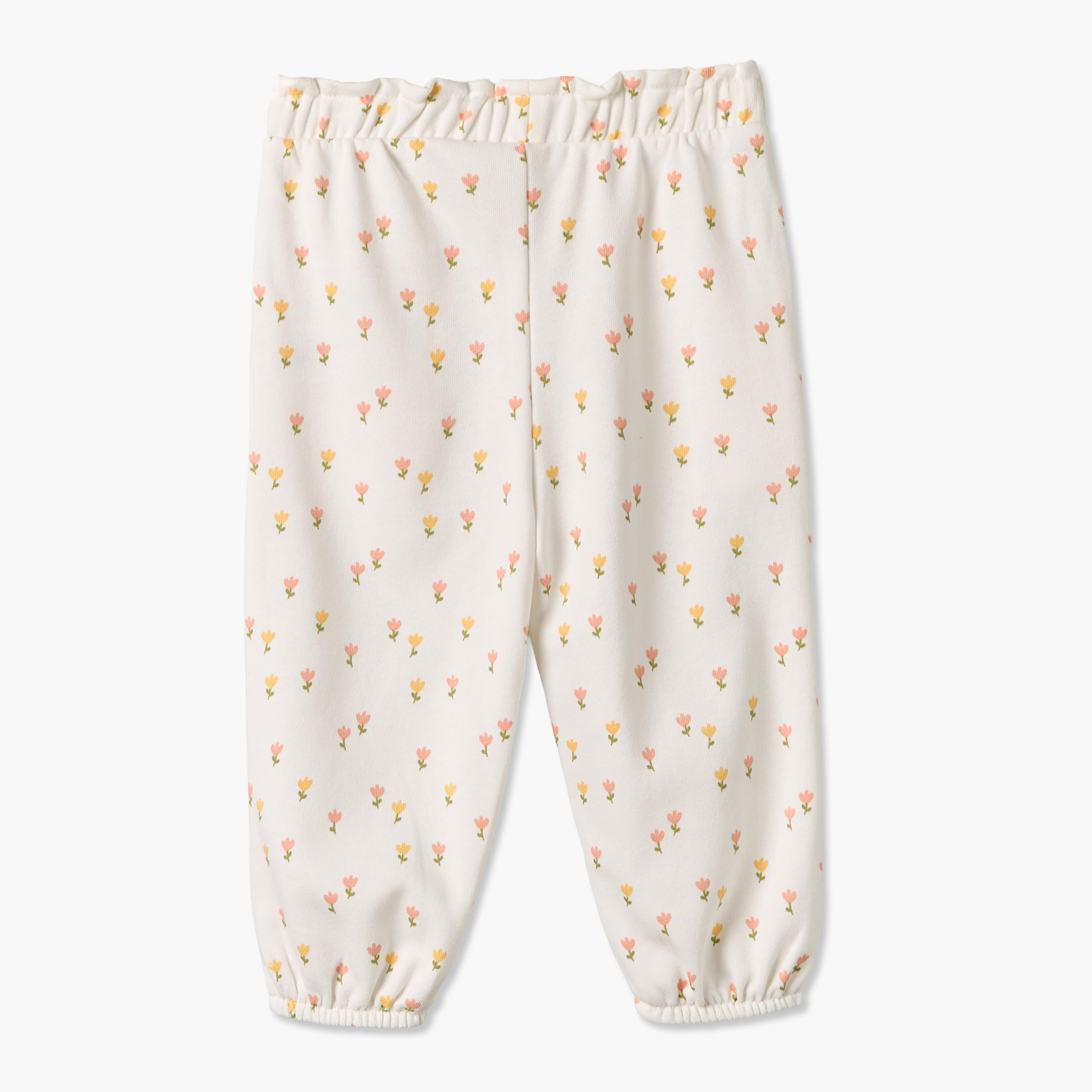 Juniors Elasticated Waist Joggers with Floral Print-baby-girls-clothing-bottoms-joggersandtrackpants-image-2
