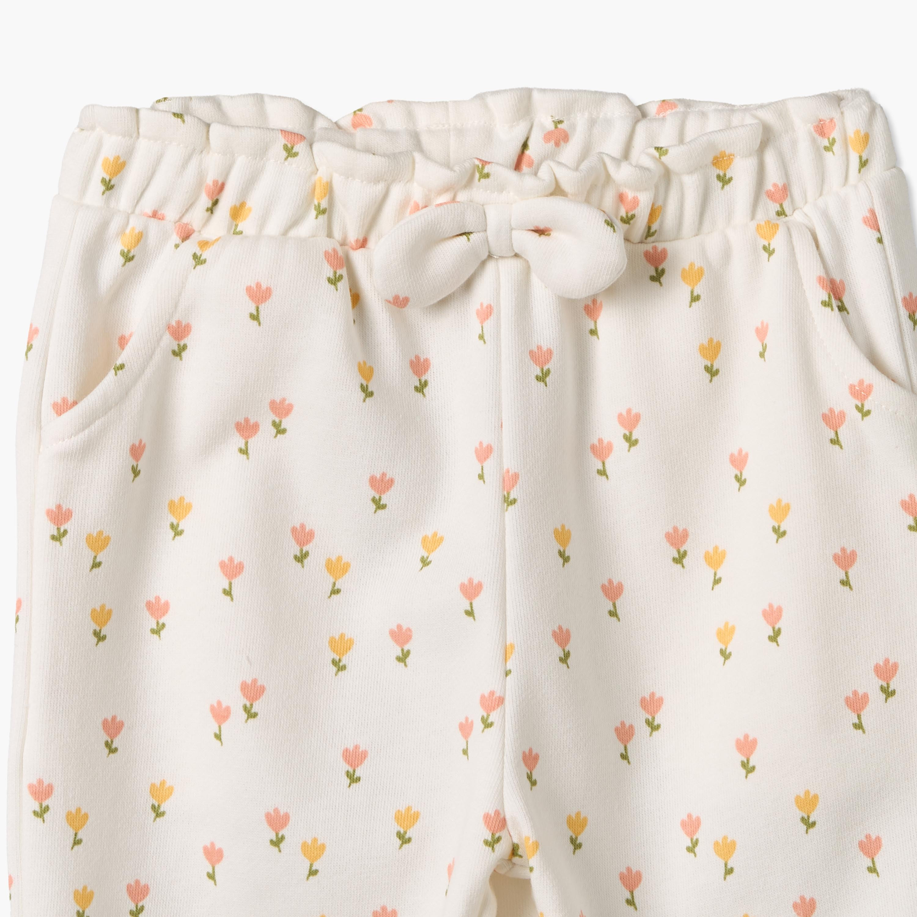 Juniors Elasticated Waist Joggers with Floral Print-baby-girls-clothing-bottoms-joggersandtrackpants-image-3