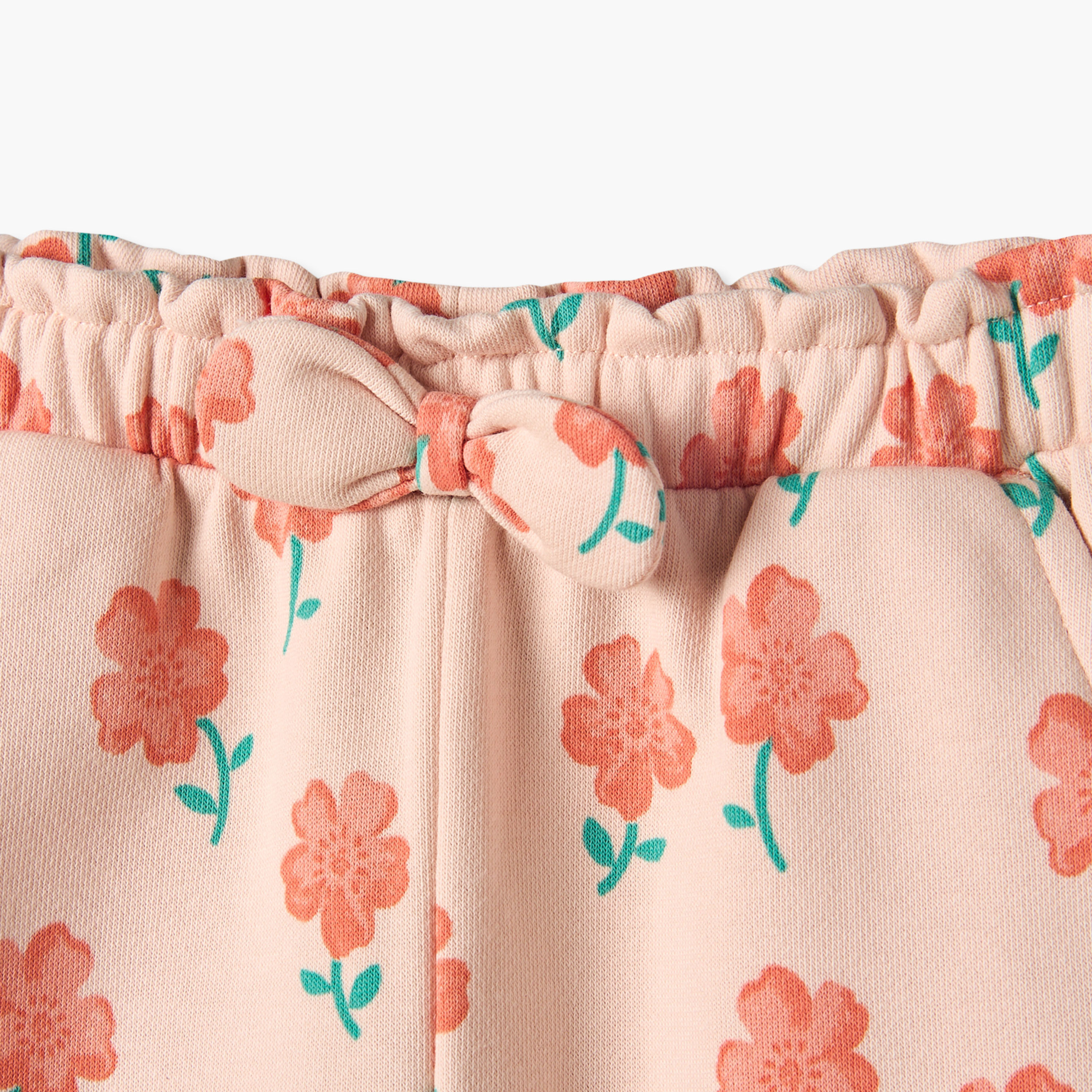 Juniors Elasticated Waist Joggers with Floral Print-baby-girls-clothing-bottoms-joggersandtrackpants-image-4