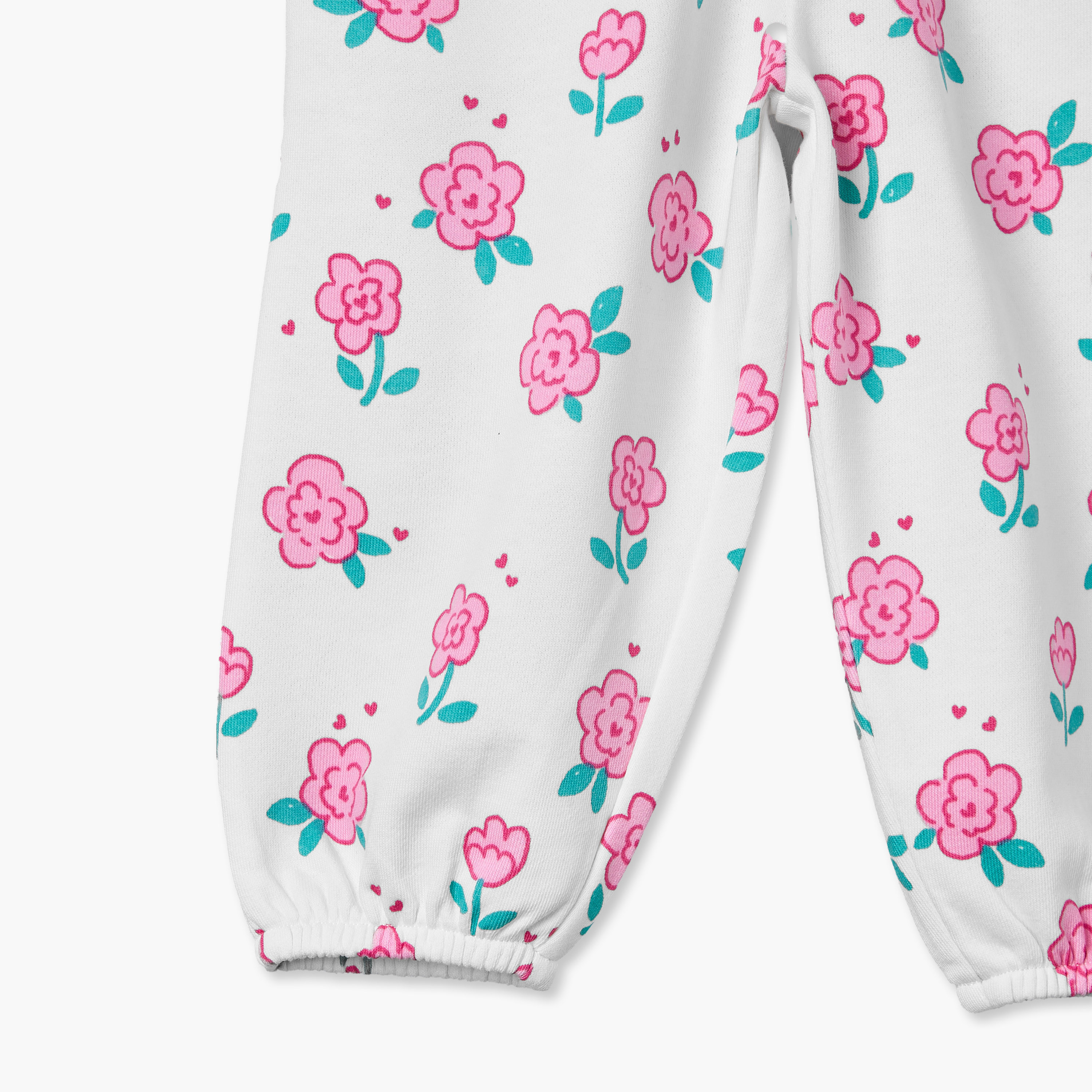 Juniors Elasticated Waist Joggers with Floral Print-baby-girls-clothing-bottoms-joggersandtrackpants-image-4