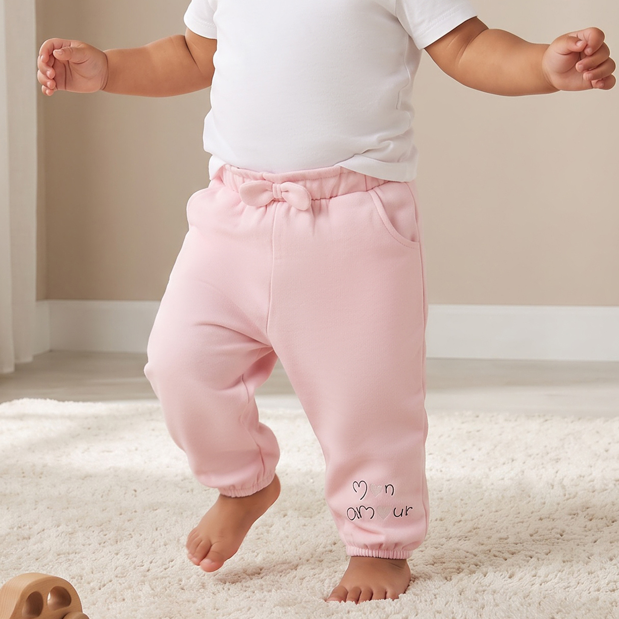Juniors Elasticated Waist Joggers with Print-baby-girls-clothing-bottoms-joggersandtrackpants-image-1