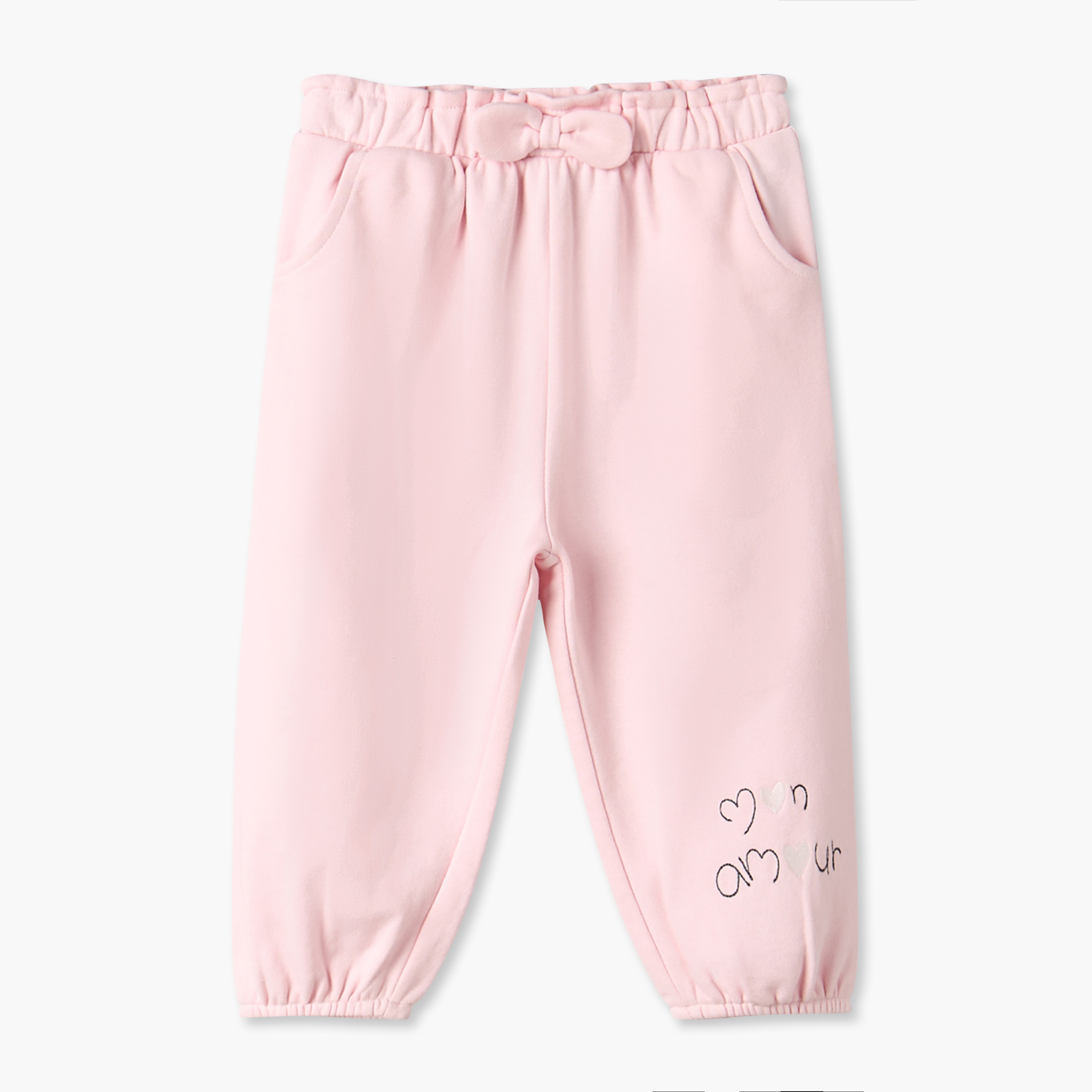 Juniors Elasticated Waist Joggers with Print-baby-girls-clothing-bottoms-joggersandtrackpants-image-2
