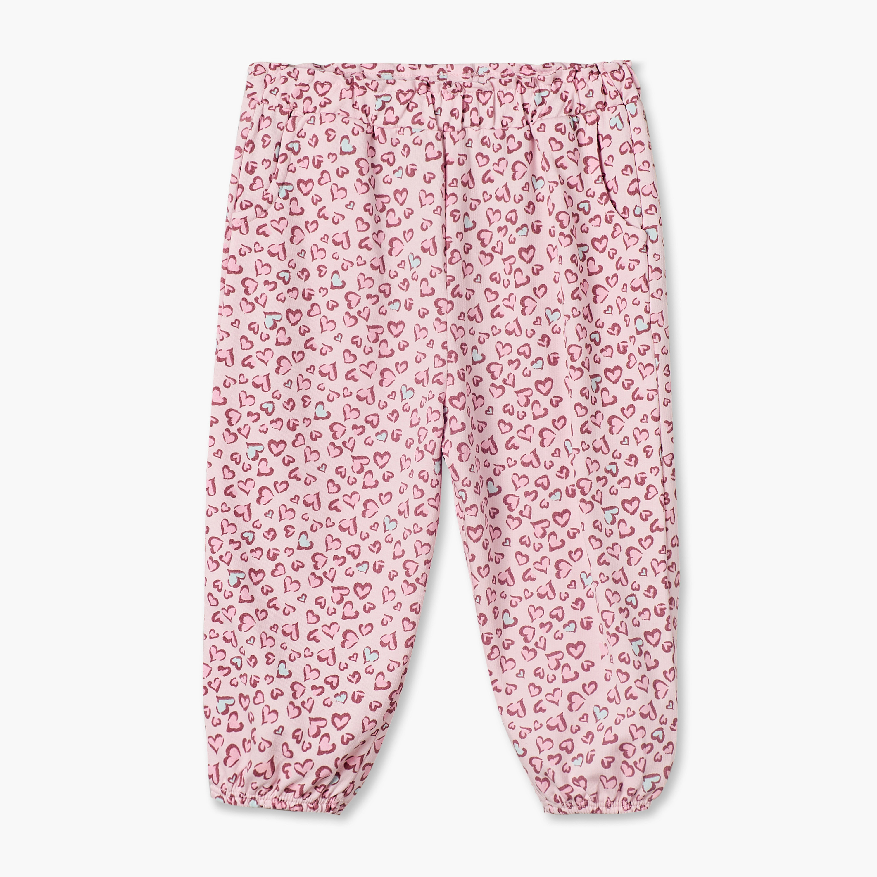 Pack of 2 Juniors Elasticated Joggers with Heart Print-baby-girls-clothing-bottoms-joggersandtrackpants-image-3