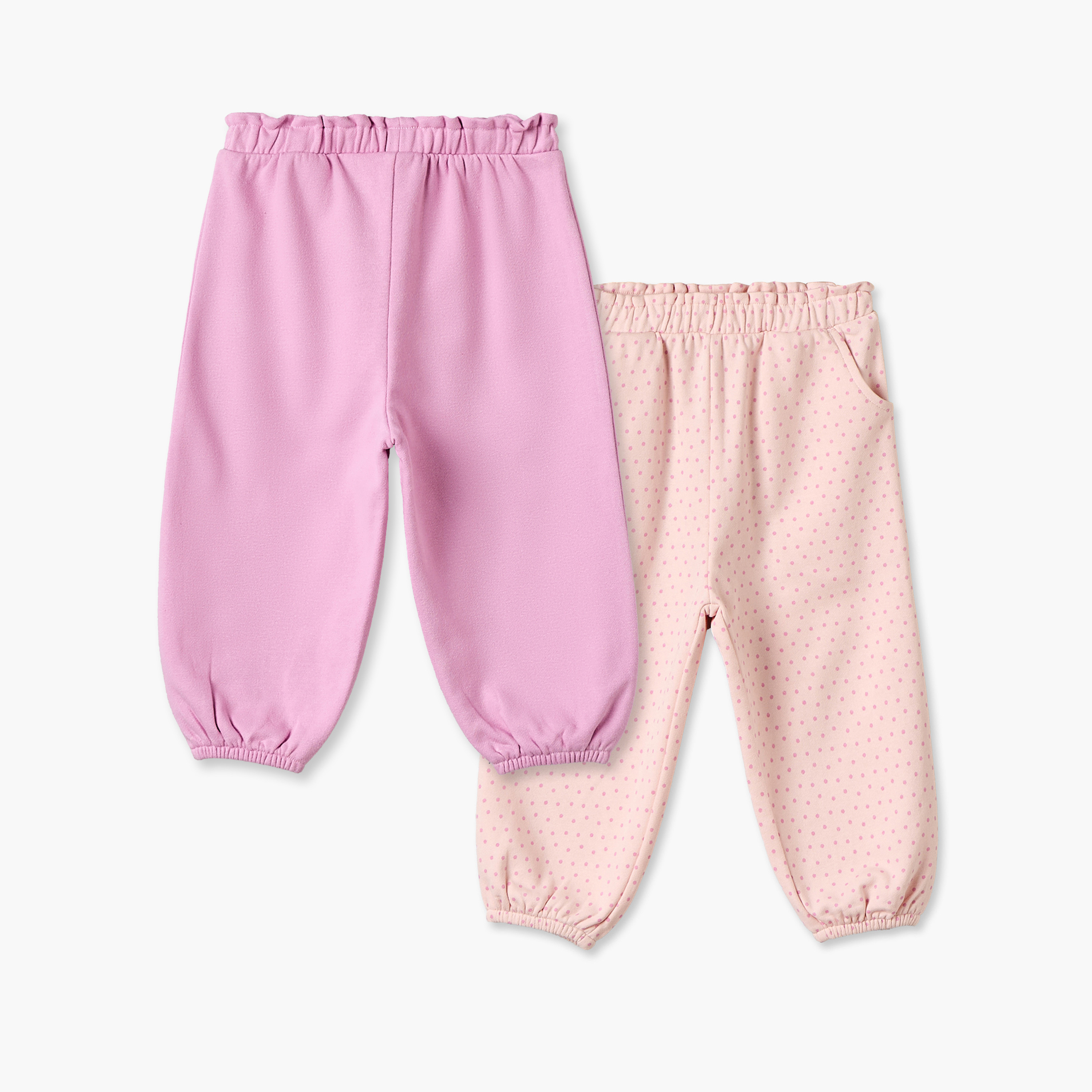 Pack of 2 Juniors Elasticated Waist Joggers with Assorted Design-baby-girls-clothing-bottoms-joggersandtrackpants-image-1