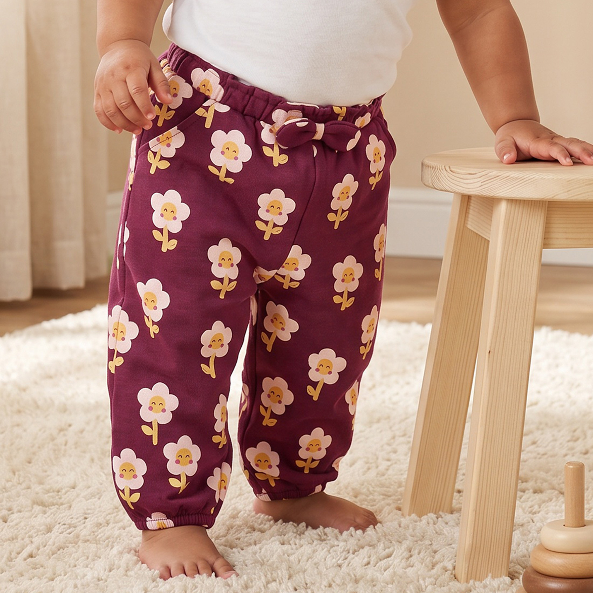 بنطلون جينز بطبعات زهور من جونيورز-baby-girls-clothing-bottoms-joggersandtrackpants-image-1