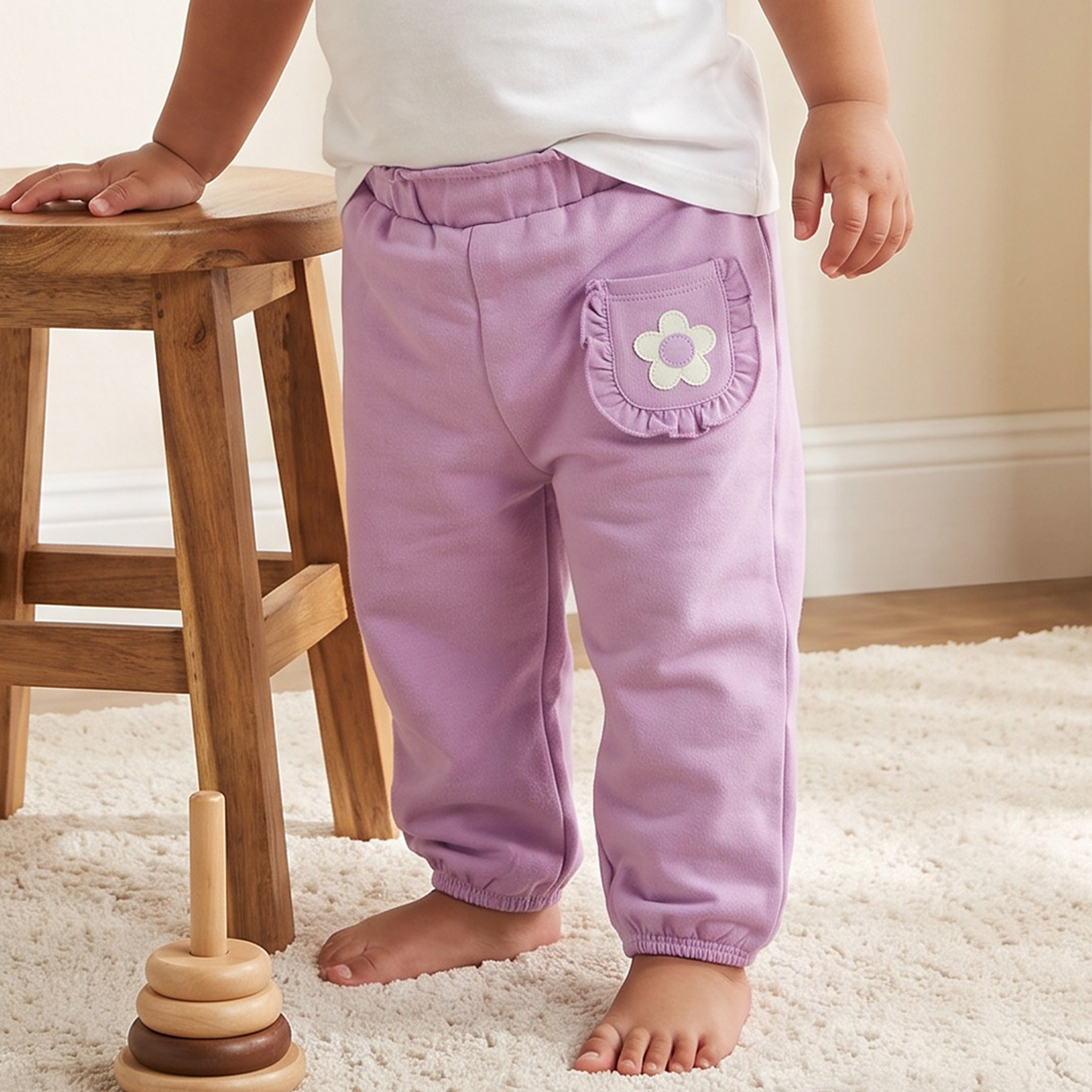 بنطلونات رياضية بخصر مطاطي من جونيورز - عبوة من قطعتين-baby-girls-clothing-bottoms-joggersandtrackpants-image-2