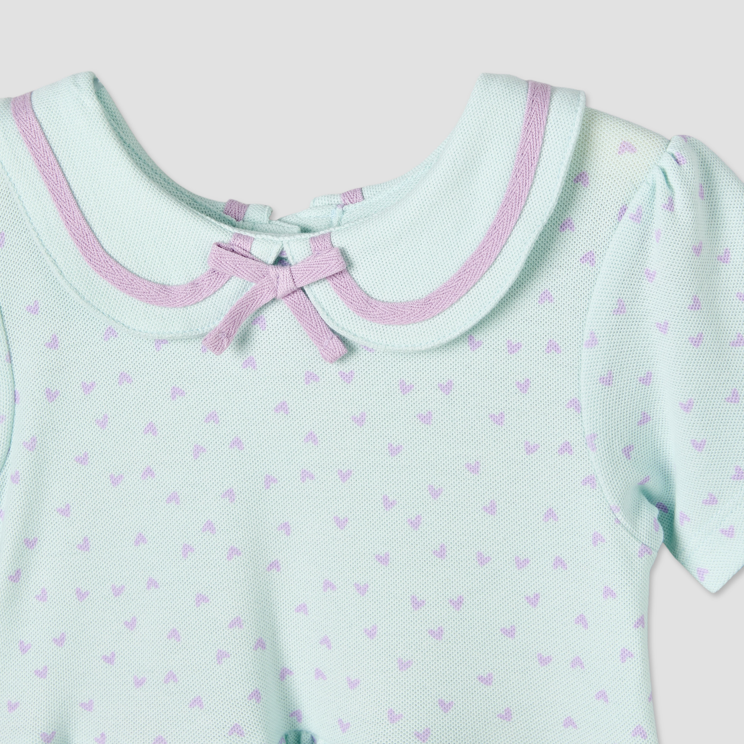 Juniors Peter Pan Collar Short Sleeves Knee Length A-line Dress with Heart Print-baby-girls-clothing-dressesandjumpsuits-image-3