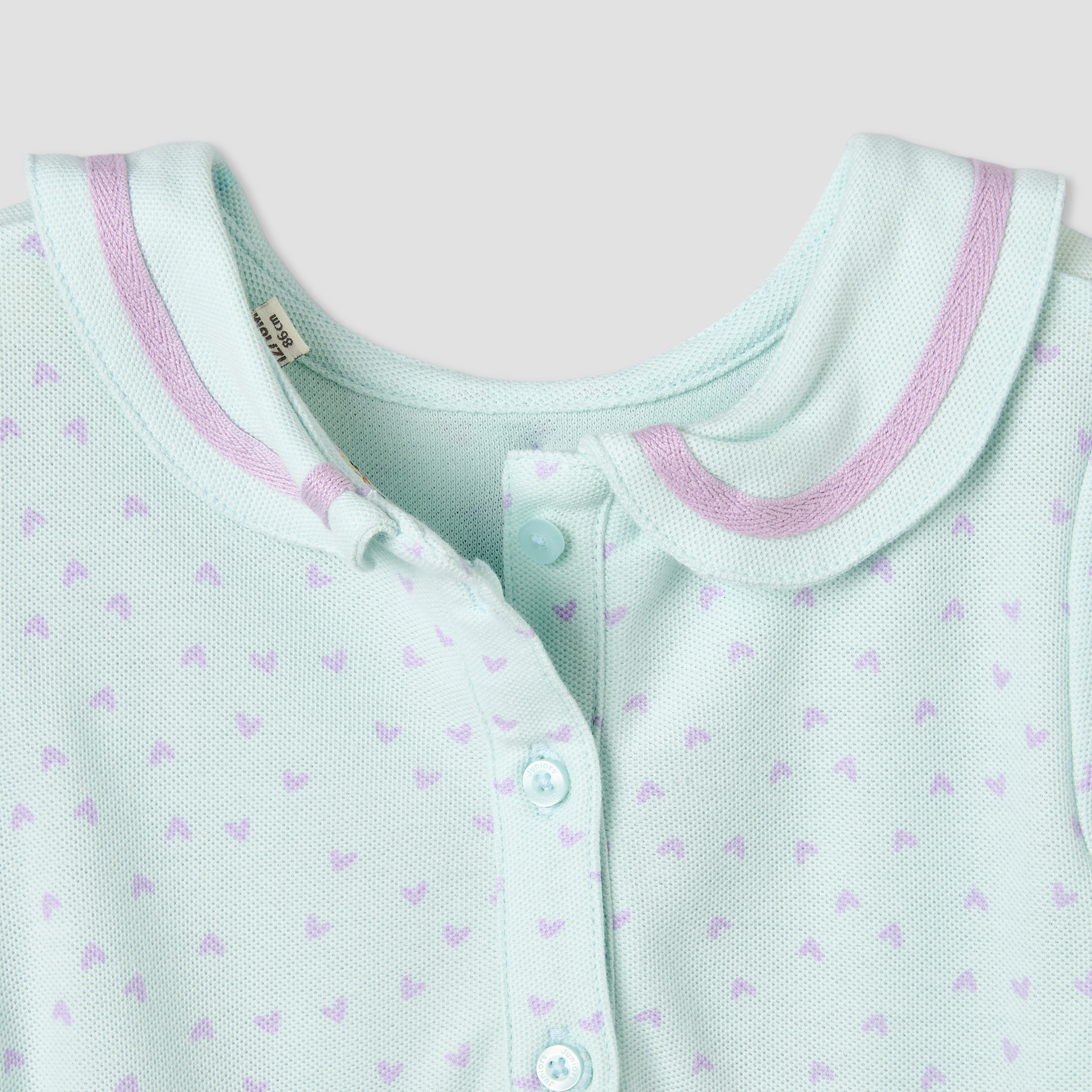 Juniors Peter Pan Collar Short Sleeves Knee Length A-line Dress with Heart Print-baby-girls-clothing-dressesandjumpsuits-image-5
