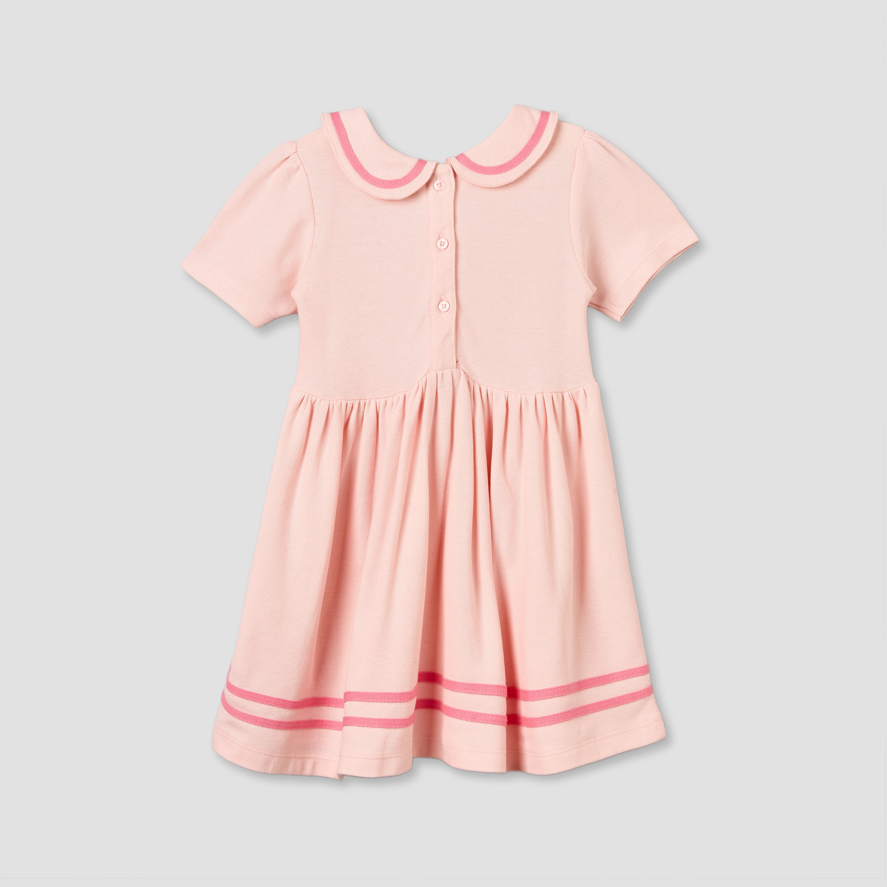 Juniors Peter Pan Collar Short Sleeves Knee Length A-line Dress with Bow Detail-baby-girls-clothing-dressesandjumpsuits-image-2