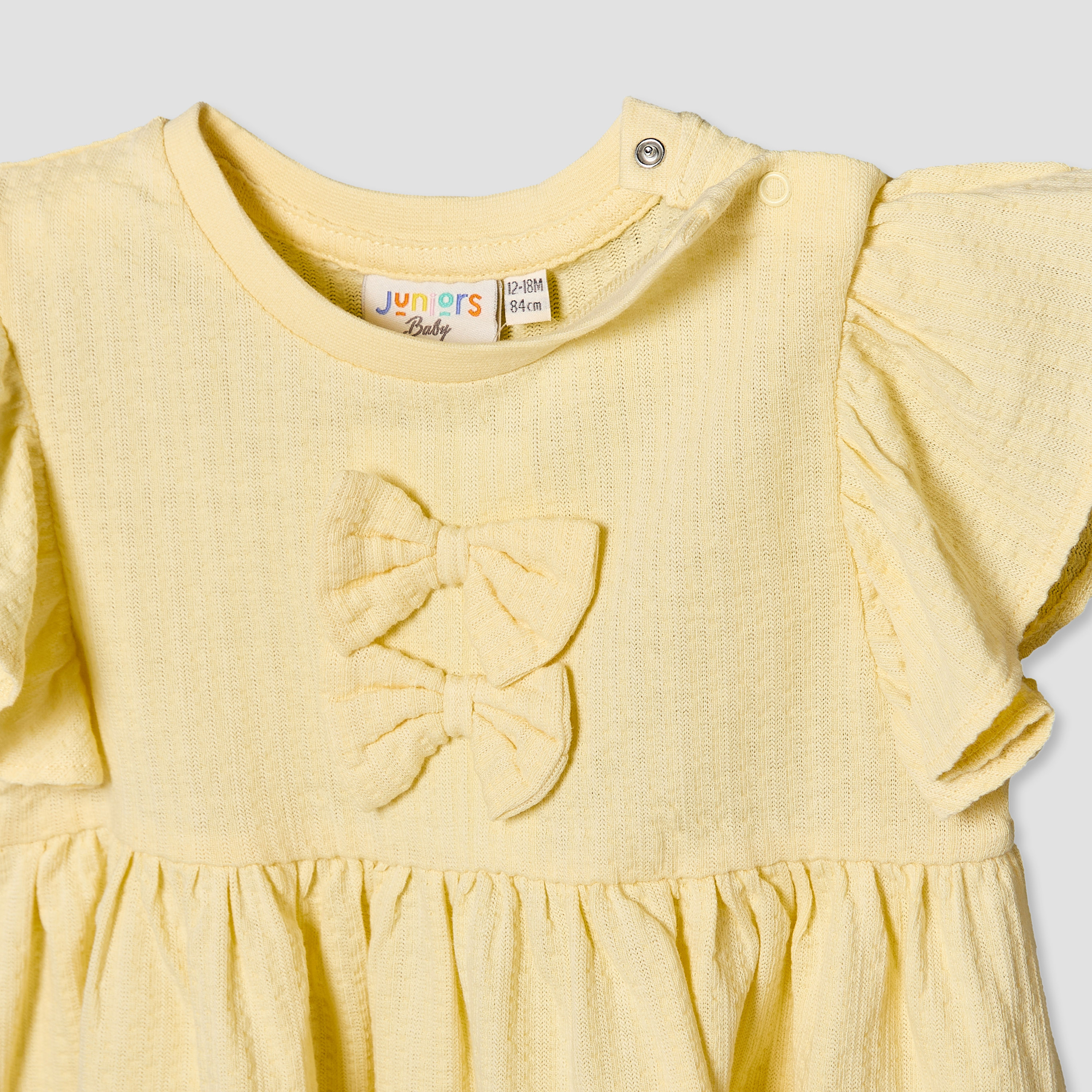 Juniors Round Neck Short Sleeves Knee Length A-line Dress with Bow Detail-baby-girls-clothing-dressesandjumpsuits-image-4