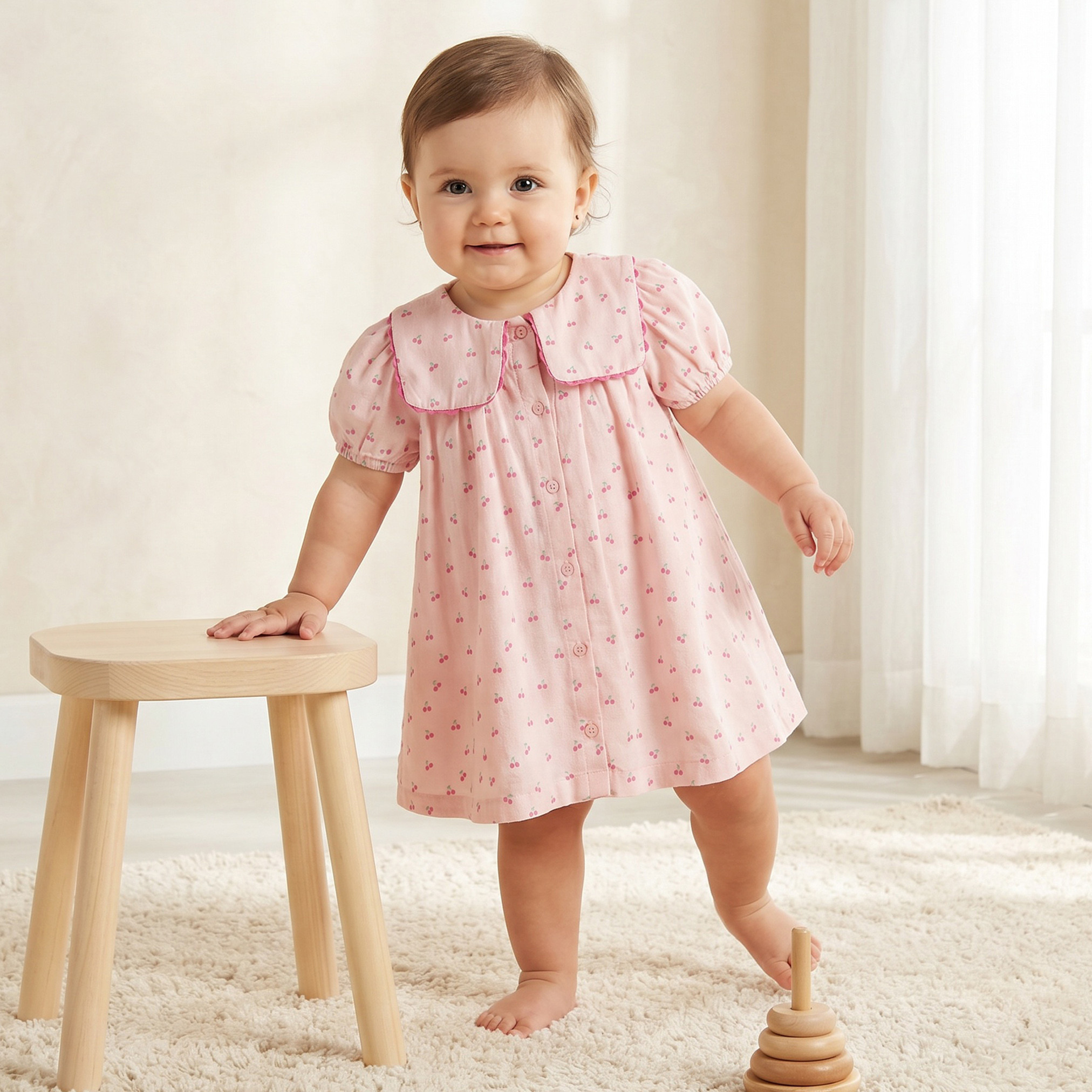 فستان إيه لاين طول الركبة بياقة بحار وأكمام قصيرة وطبعات من جونيورز-baby-girls-clothing-dressesandjumpsuits-image-1