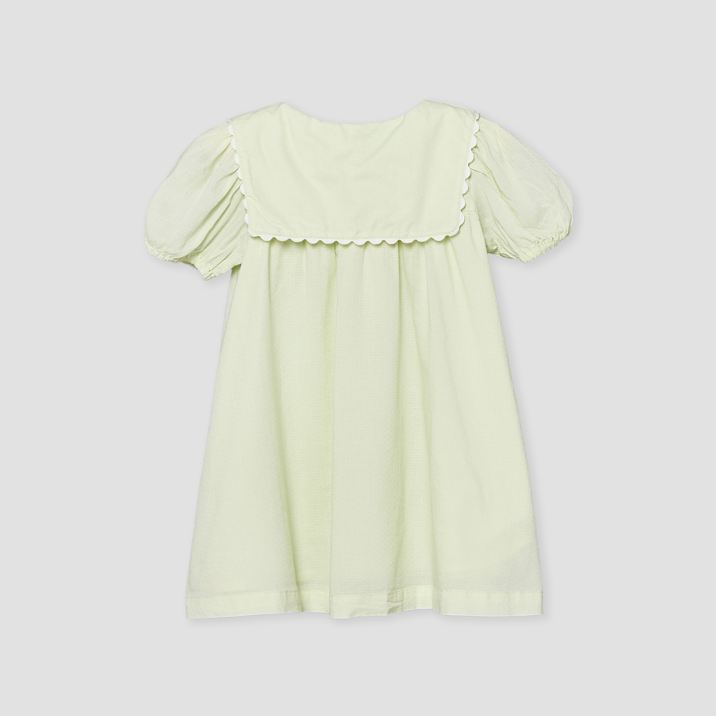 Juniors Sailor Collar Short Sleeves Knee Length Shirt Dress with Scalloped Design-baby-girls-clothing-dressesandjumpsuits-image-2