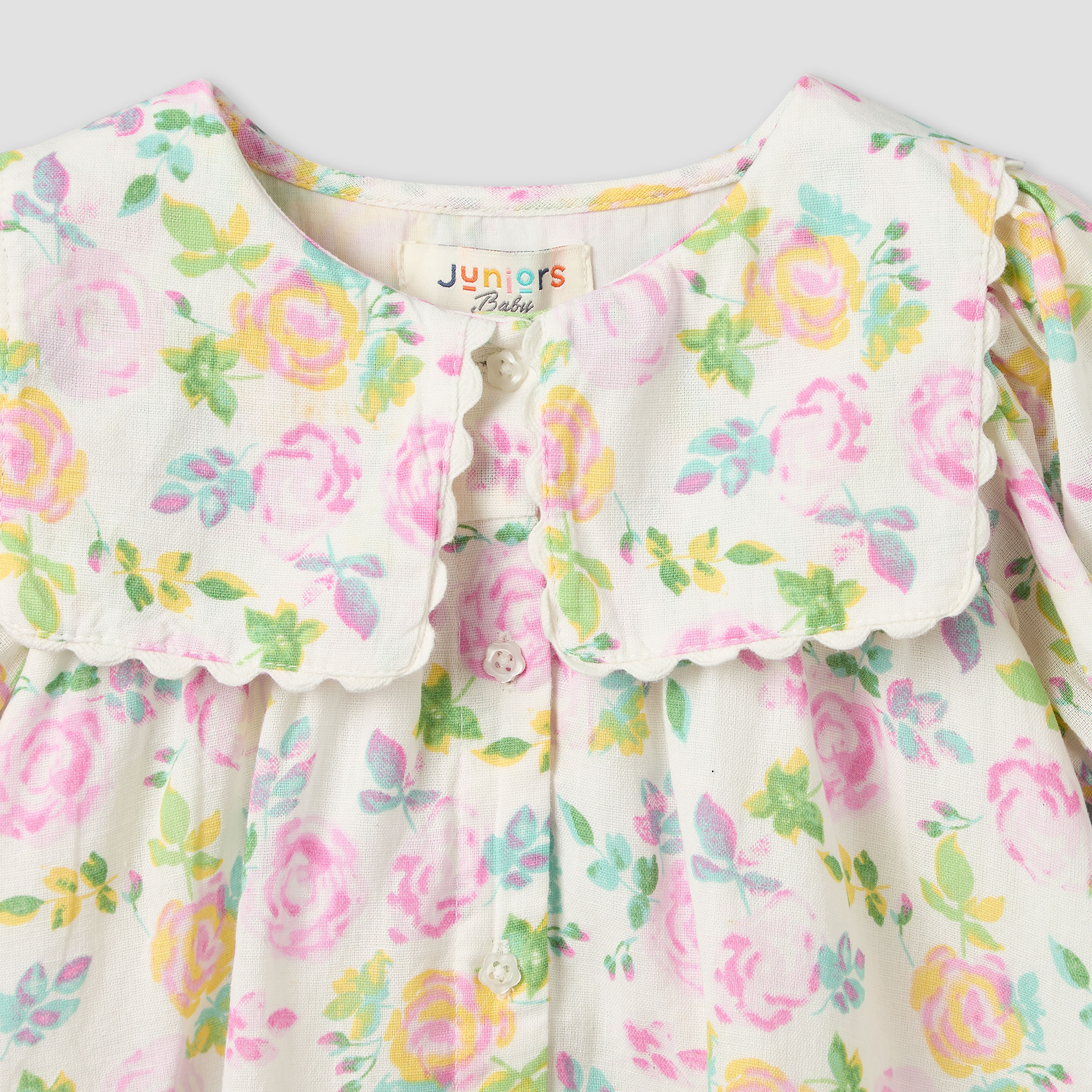 فستان بطول الركبة وياقة بحار وأكمام قصيرة وطبعات زهرية من جونيورز-baby-girls-clothing-dressesandjumpsuits-image-4