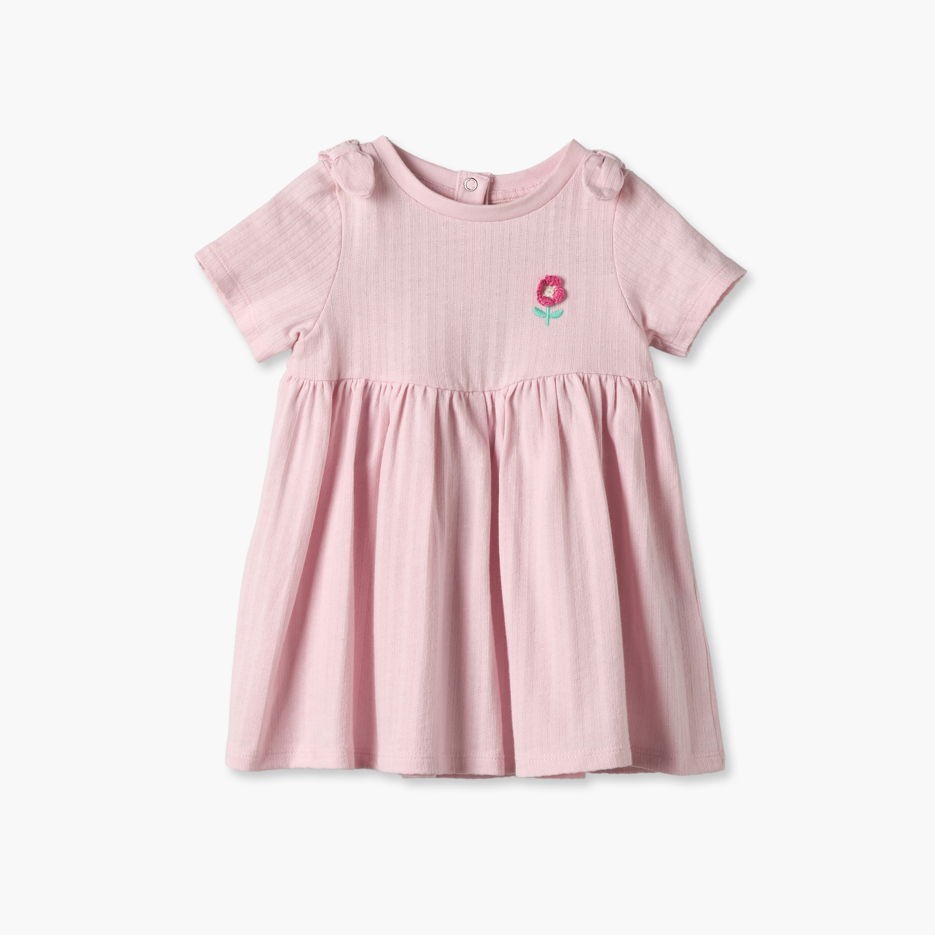 Pack of 2 Juniors Round Neck Short Sleeves Knee Length A-line Dress with Floral Design-baby-girls-clothing-dressesandjumpsuits-image-2