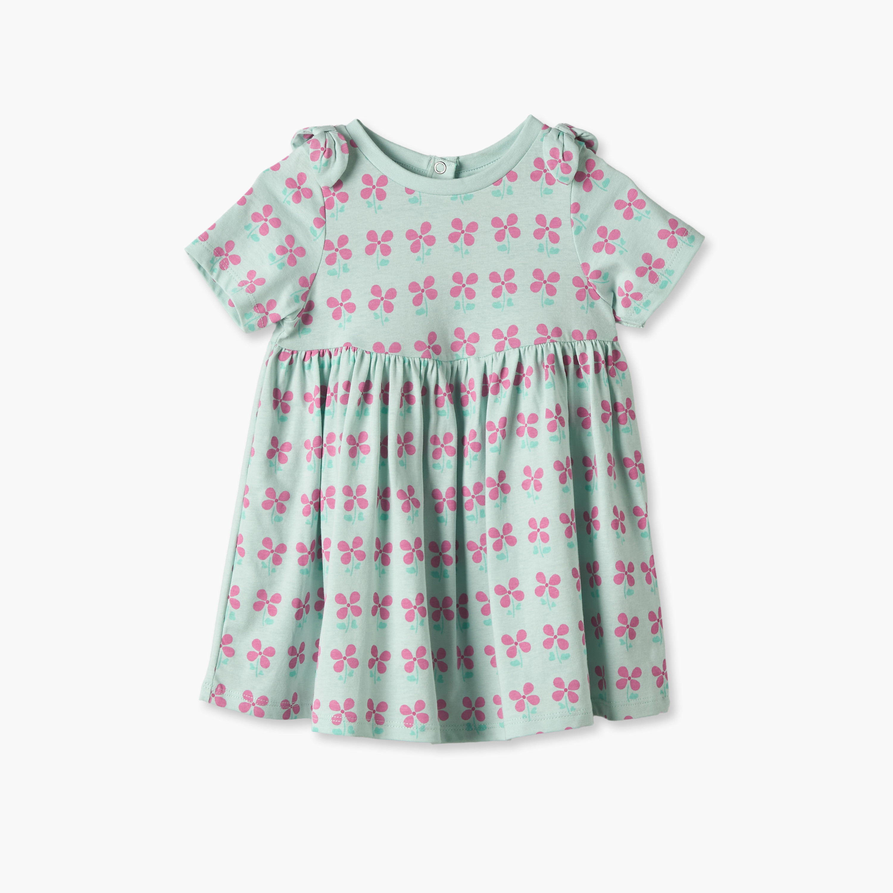 Pack of 2 Juniors Round Neck Short Sleeves Knee Length A-line Dress with Floral Design-baby-girls-clothing-dressesandjumpsuits-image-4