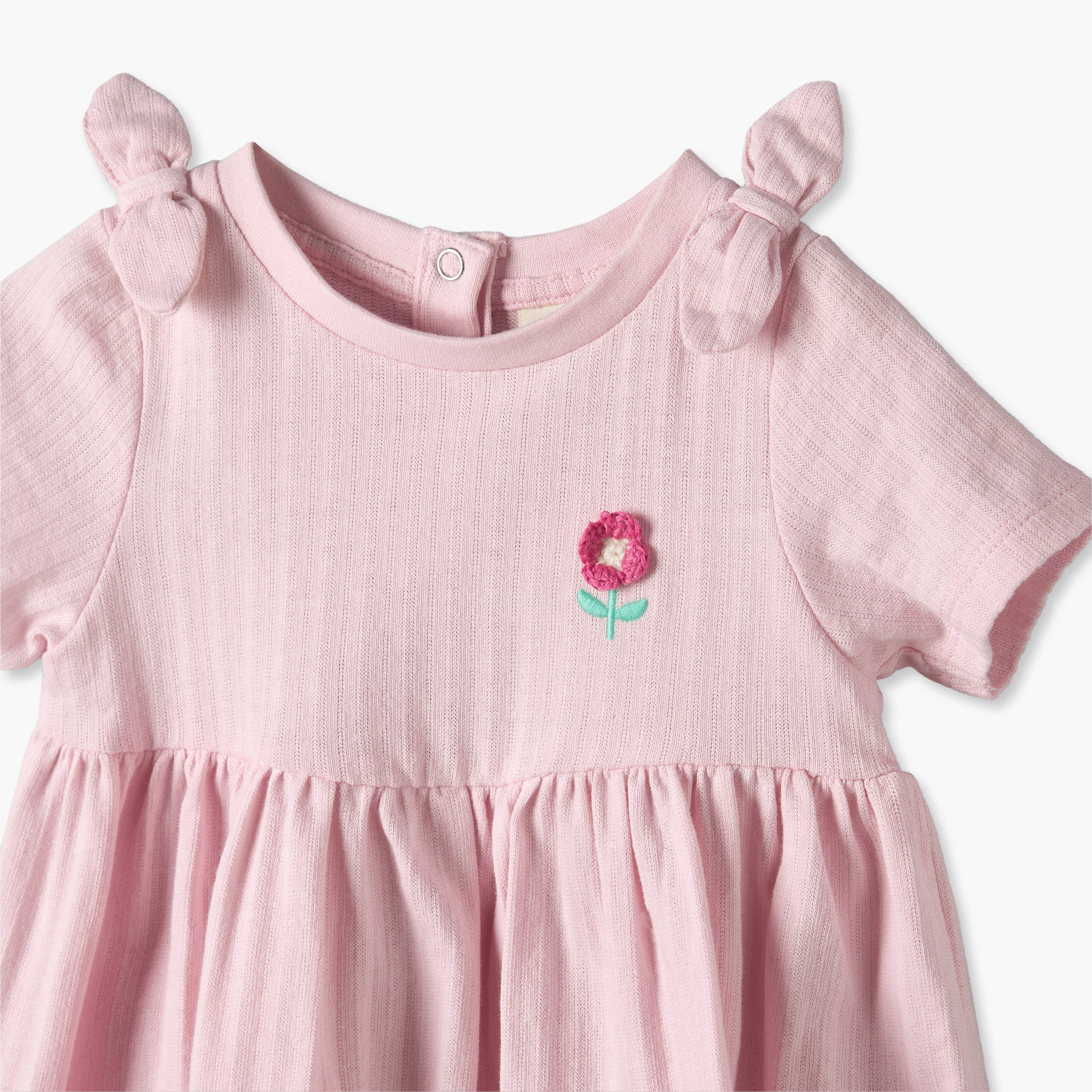 Pack of 2 Juniors Round Neck Short Sleeves Knee Length A-line Dress with Floral Design-baby-girls-clothing-dressesandjumpsuits-image-5