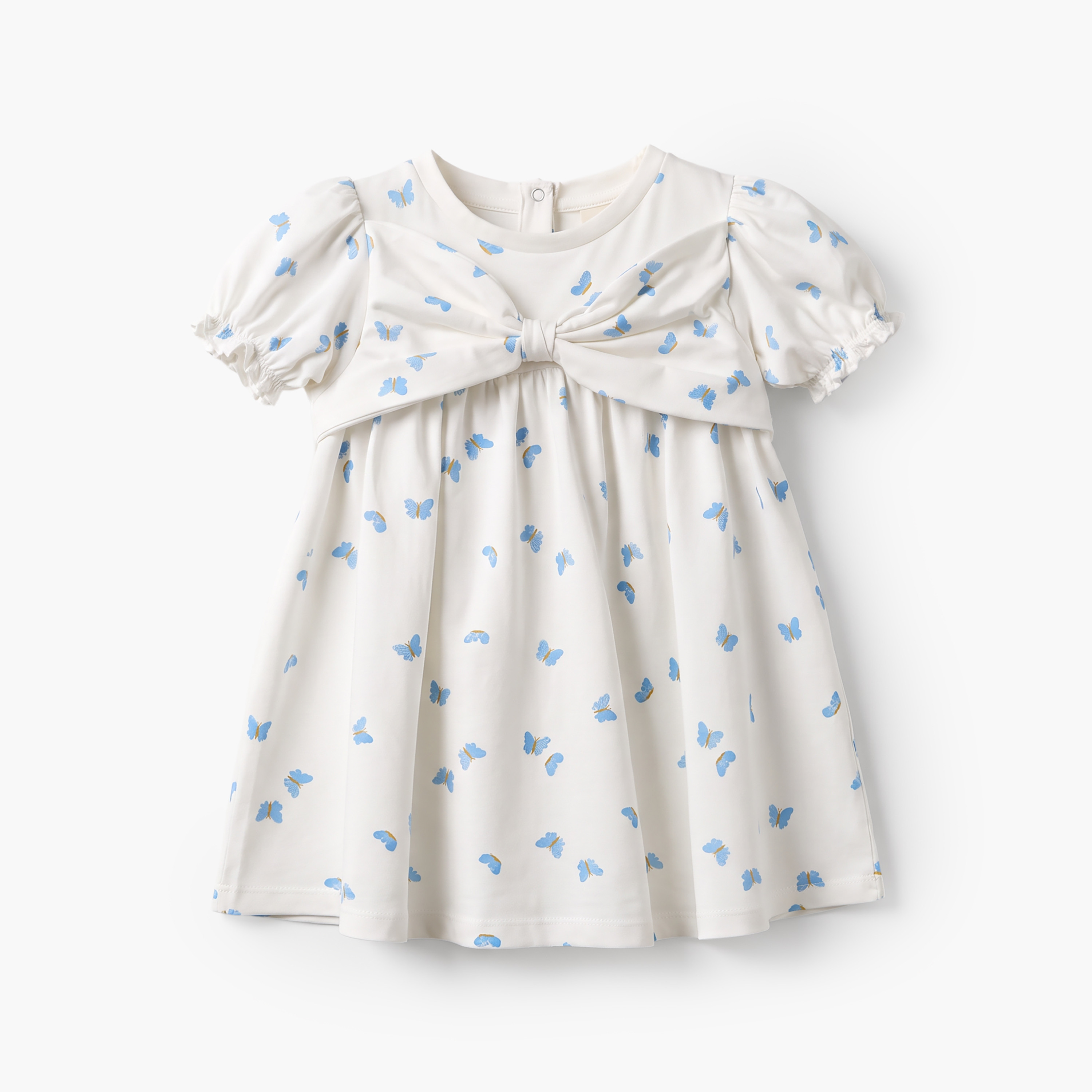 فستان بطول الركبة وياقة مستديرة وأكمام منفوخة وطبعات فراشات من جونيورز-baby-girls-clothing-dressesandjumpsuits-image-2