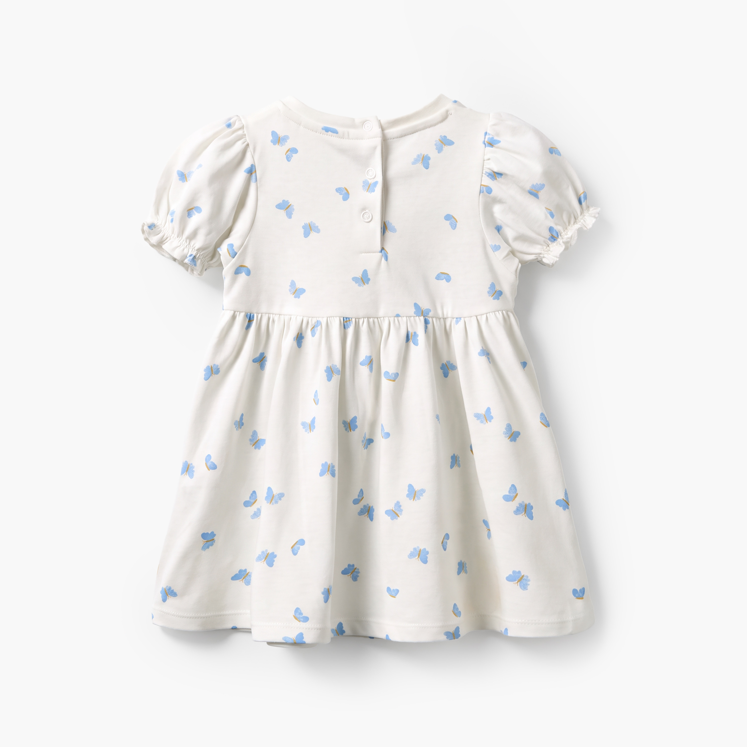 فستان بطول الركبة وياقة مستديرة وأكمام منفوخة وطبعات فراشات من جونيورز-baby-girls-clothing-dressesandjumpsuits-image-3
