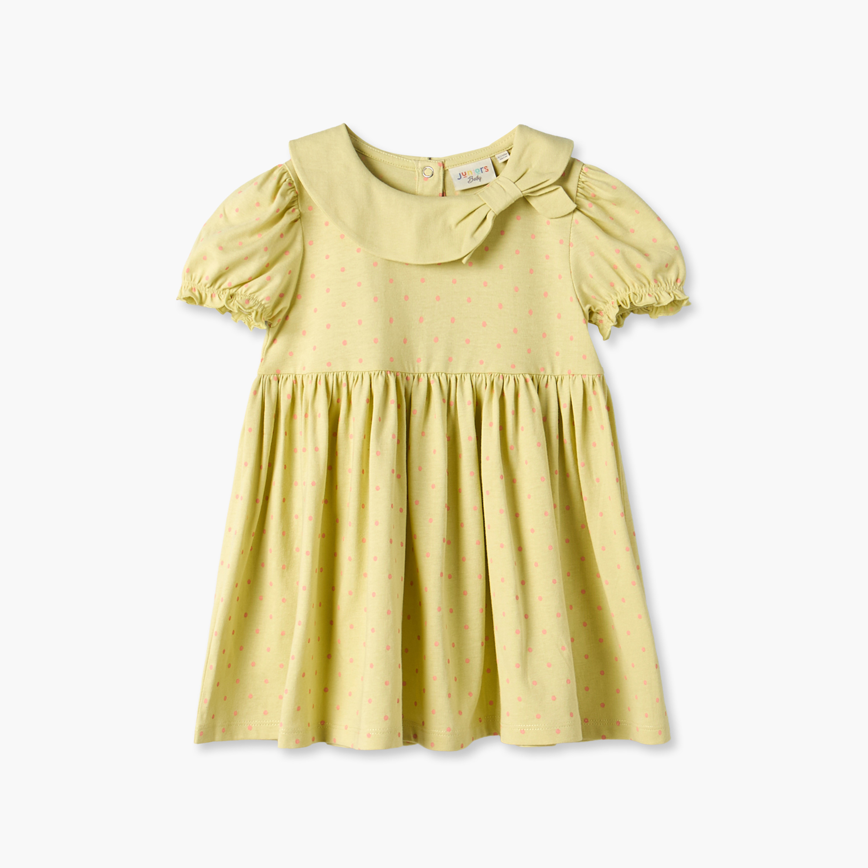Juniors Peter Pan Short Sleeves Knee Length A-line Dress with Polka Dot Print-baby-girls-clothing-dressesandjumpsuits-image-2