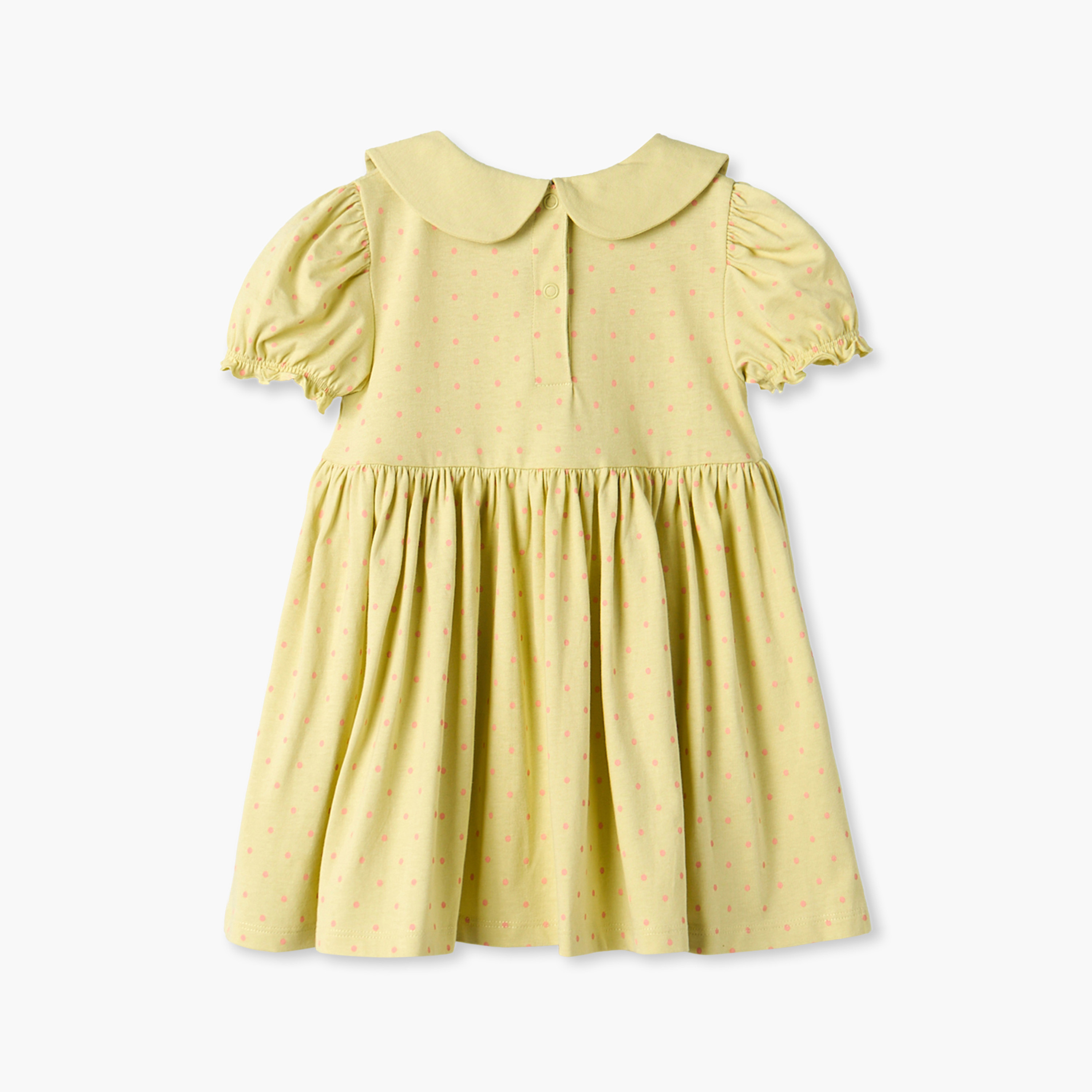 Juniors Peter Pan Short Sleeves Knee Length A-line Dress with Polka Dot Print-baby-girls-clothing-dressesandjumpsuits-image-3