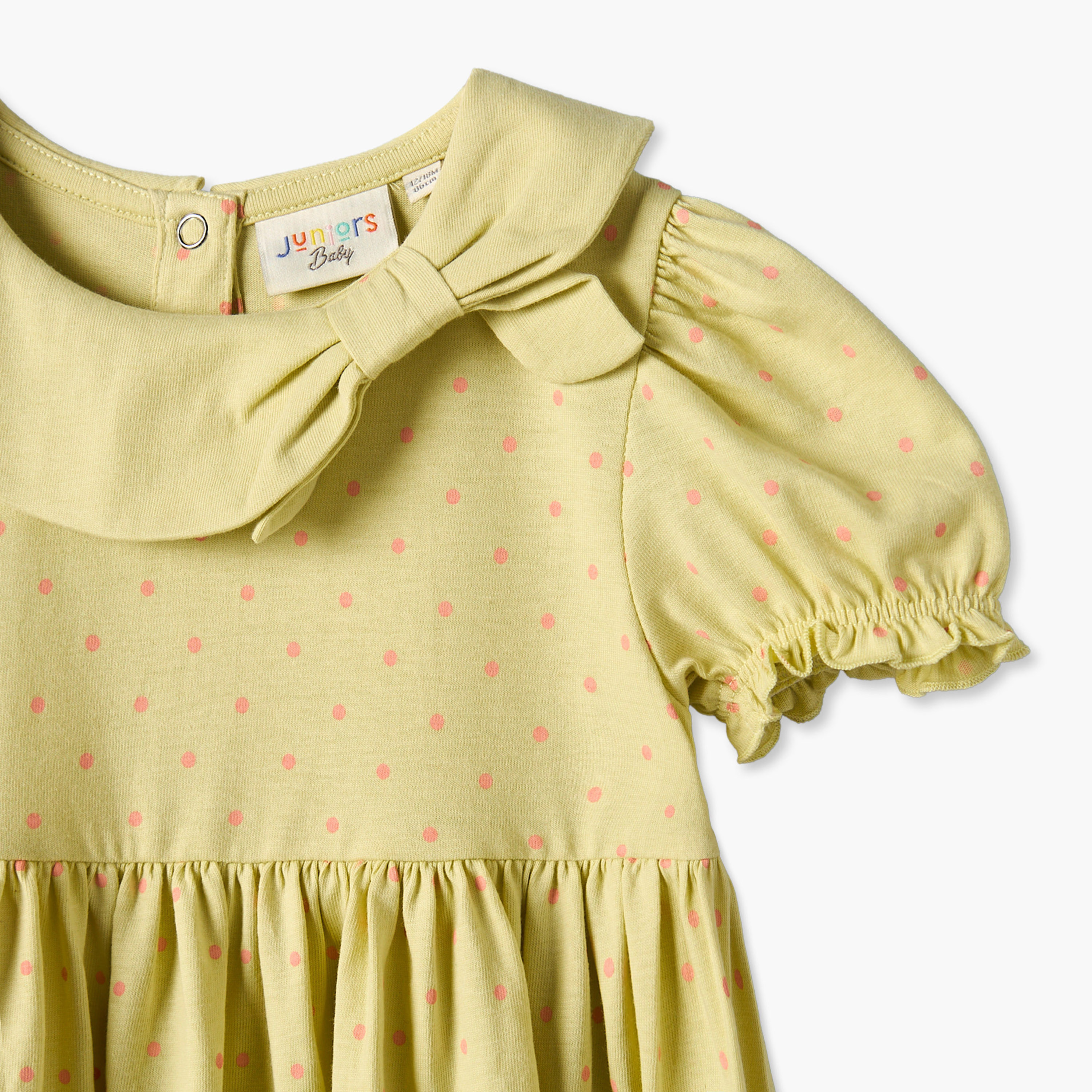 Juniors Peter Pan Short Sleeves Knee Length A-line Dress with Polka Dot Print-baby-girls-clothing-dressesandjumpsuits-image-4