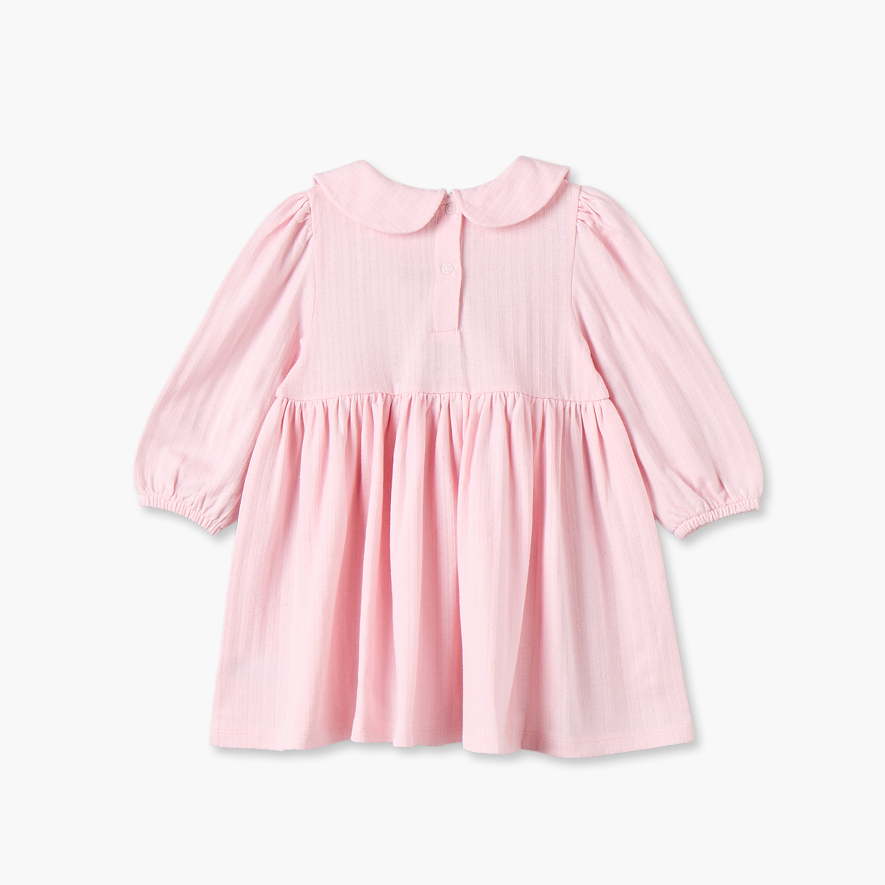 Juniors Round Neck Long Sleeves  Knee Length Dress with Bow Accent-baby-girls-clothing-dressesandjumpsuits-image-3