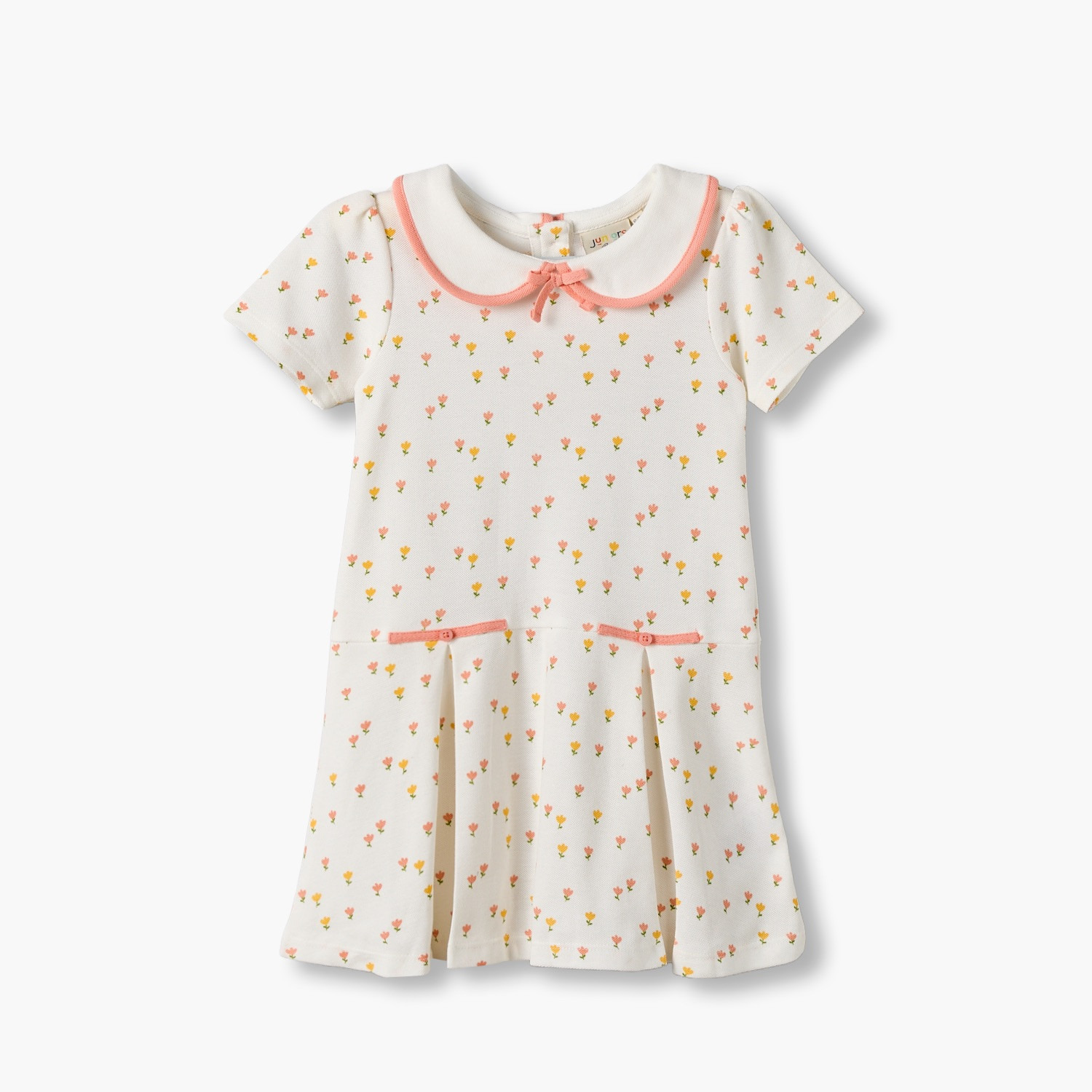 فستان بطول الركبة وياقة بيتر بان وأكمام قصيرة وطبعات زهرية من جونيورز-baby-girls-clothing-dressesandjumpsuits-image-1