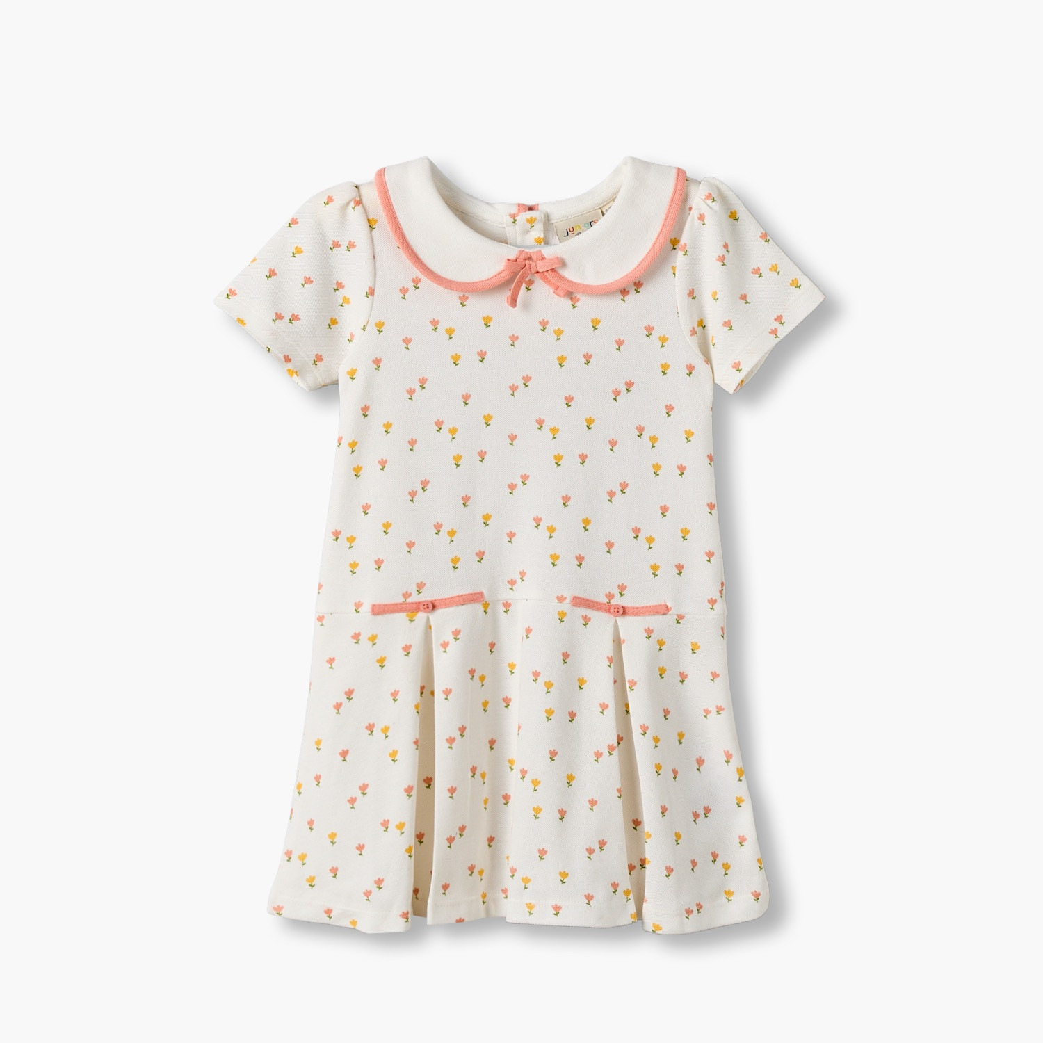 فستان بطول الركبة وياقة بيتر بان وأكمام قصيرة وطبعات زهرية من جونيورز-baby-girls-clothing-dressesandjumpsuits-image-6