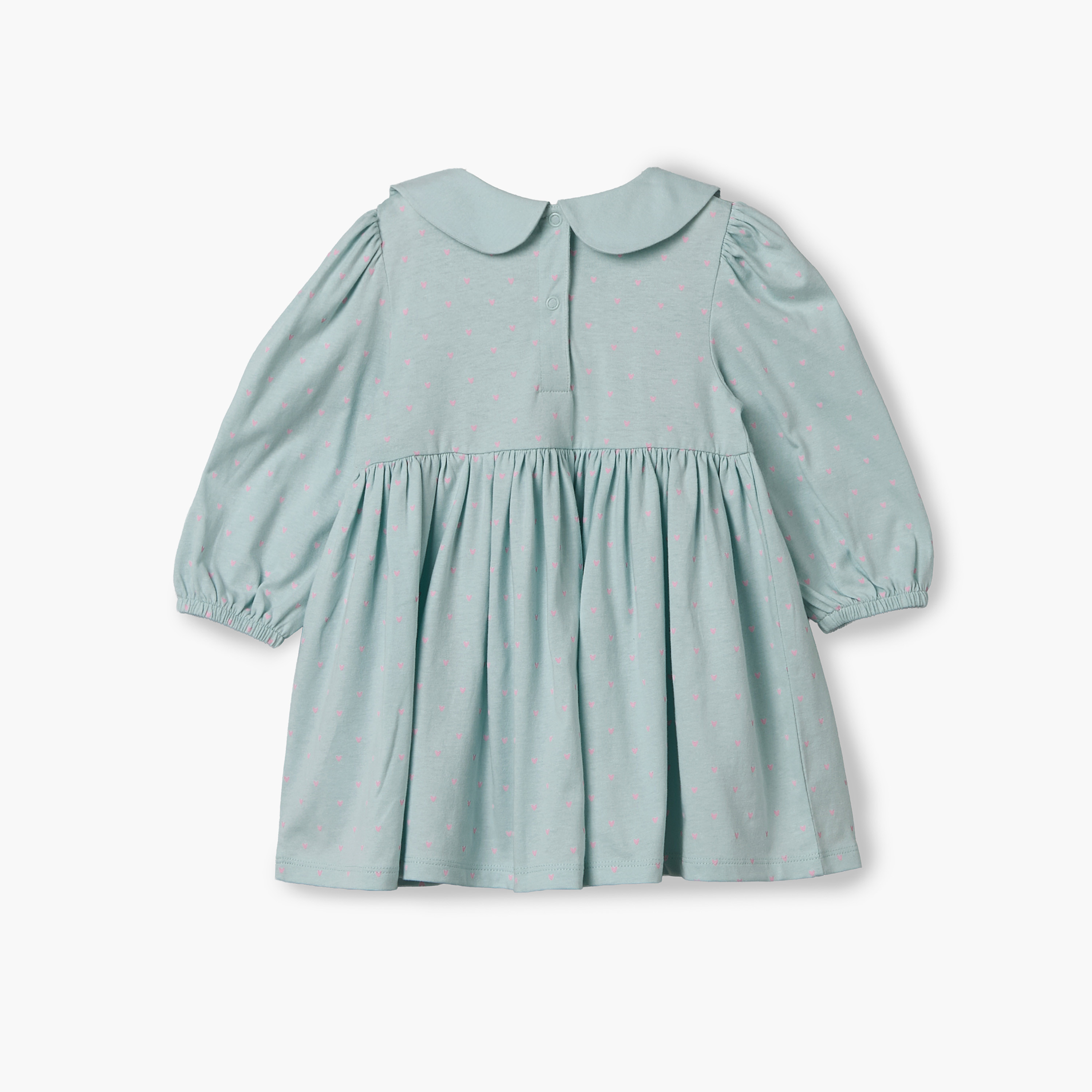 Juniors Peter Pan Collar Long Sleeves Knee Length Dress with Bow Accent-baby-girls-clothing-dressesandjumpsuits-image-3