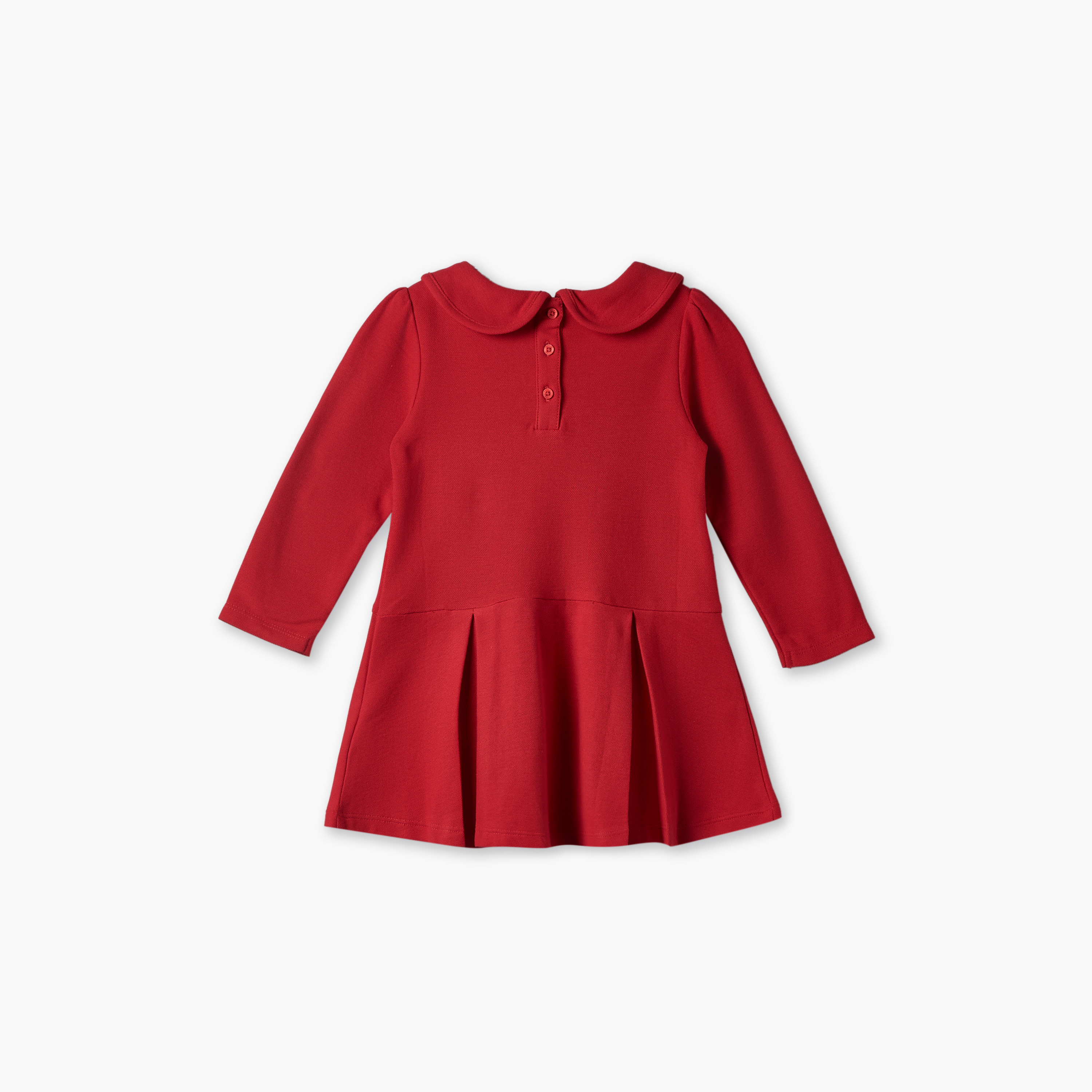 فستان بطول الركبة وياقة بيتر بان وأكمام طويلة وكسرات من جونيورز-baby-girls-clothing-dressesandjumpsuits-image-3