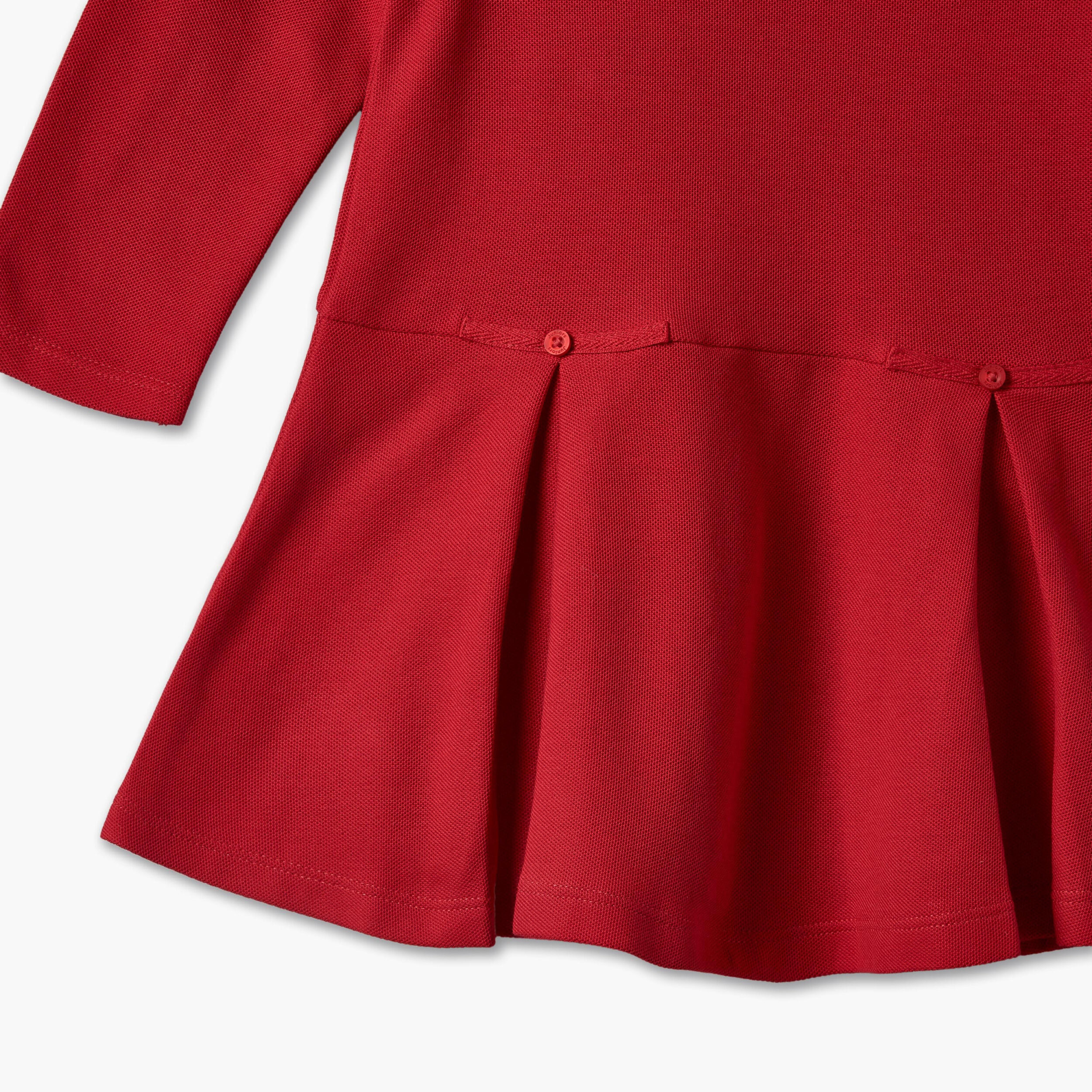 فستان بطول الركبة وياقة بيتر بان وأكمام طويلة وكسرات من جونيورز-baby-girls-clothing-dressesandjumpsuits-image-5
