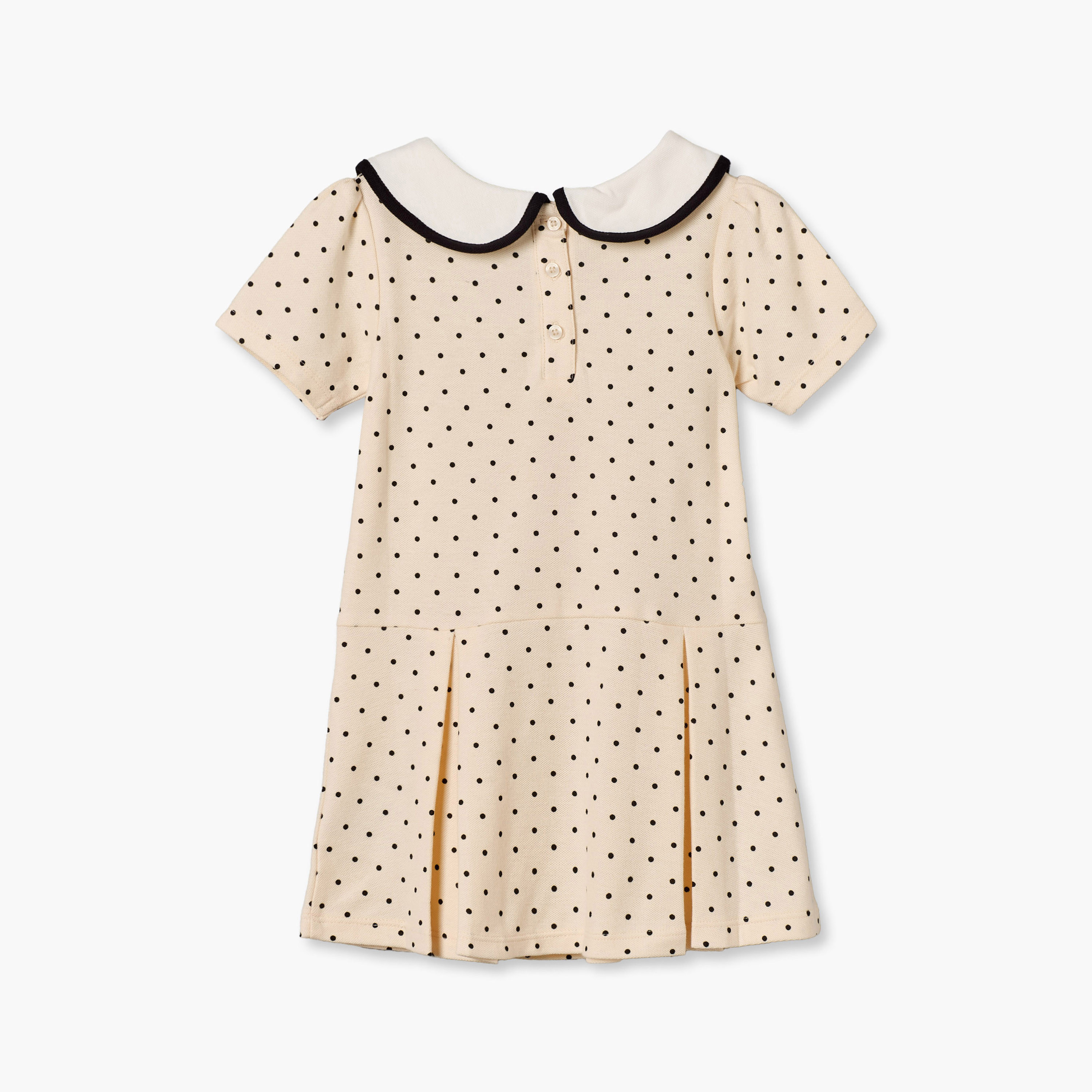 فستان بياقة بيتر بان وأكمام قصيرة بطول الركبة وطبعات منقطة من جونيورز-baby-girls-clothing-dressesandjumpsuits-image-3