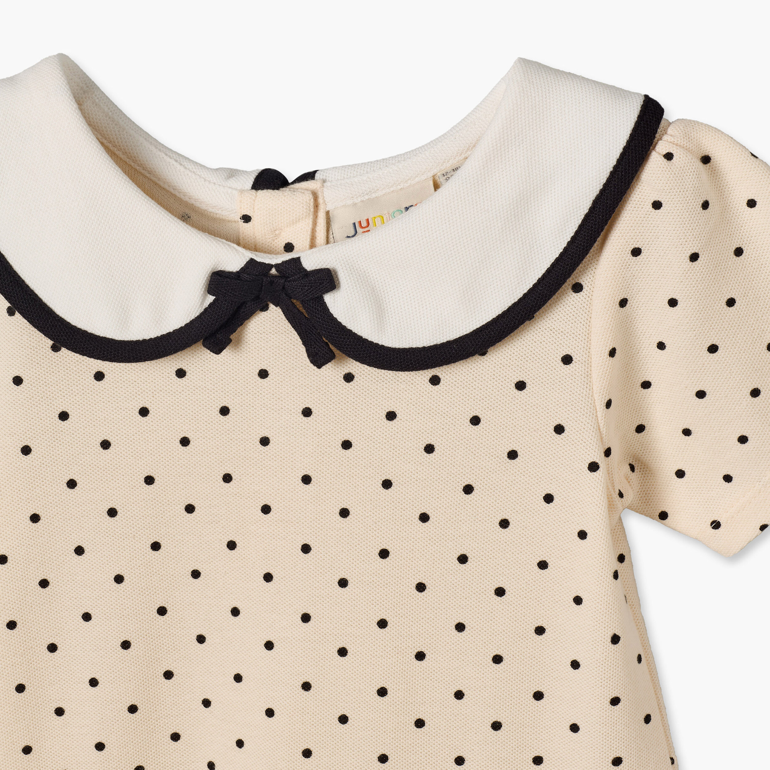 فستان بياقة بيتر بان وأكمام قصيرة بطول الركبة وطبعات منقطة من جونيورز-baby-girls-clothing-dressesandjumpsuits-image-4