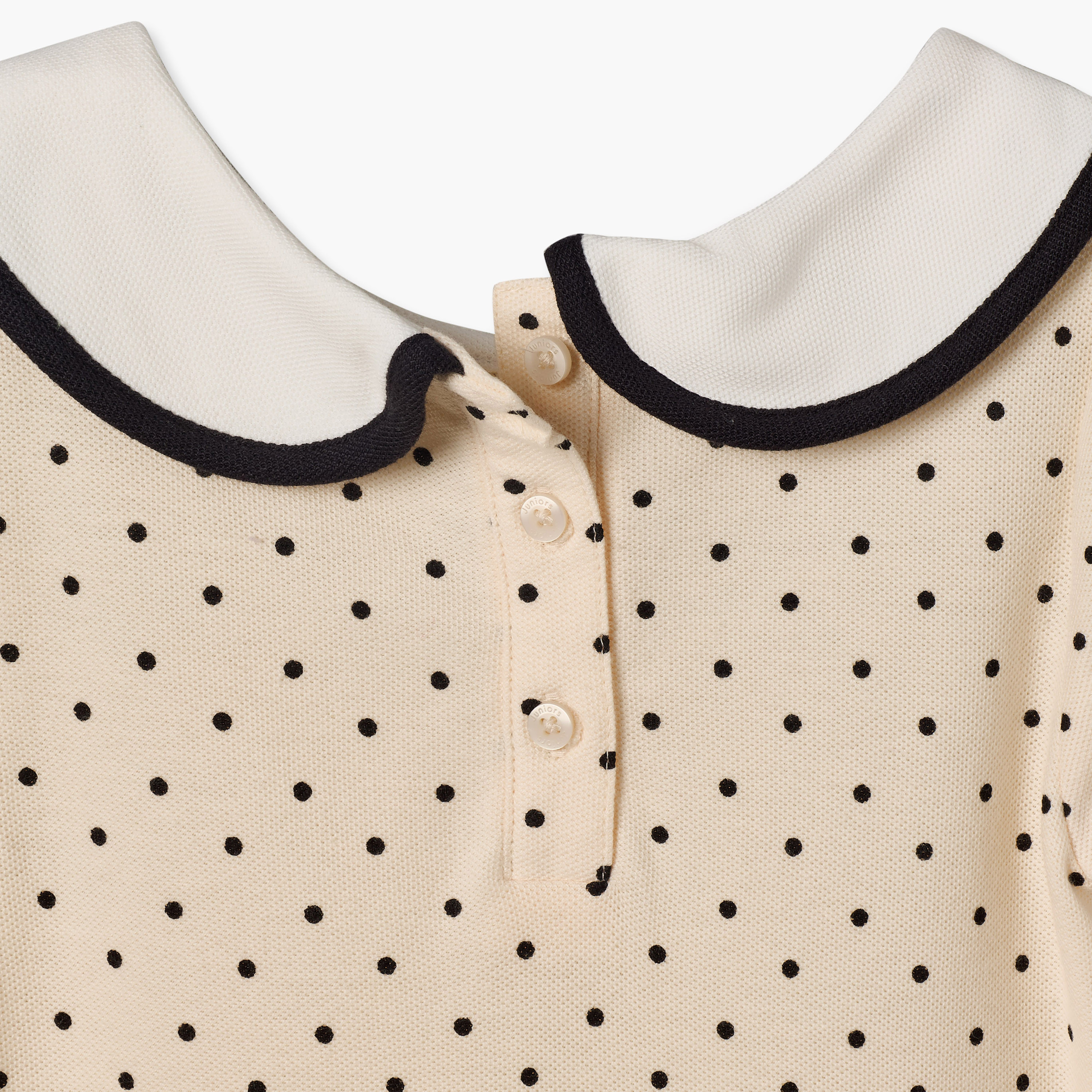 فستان بياقة بيتر بان وأكمام قصيرة بطول الركبة وطبعات منقطة من جونيورز-baby-girls-clothing-dressesandjumpsuits-image-6